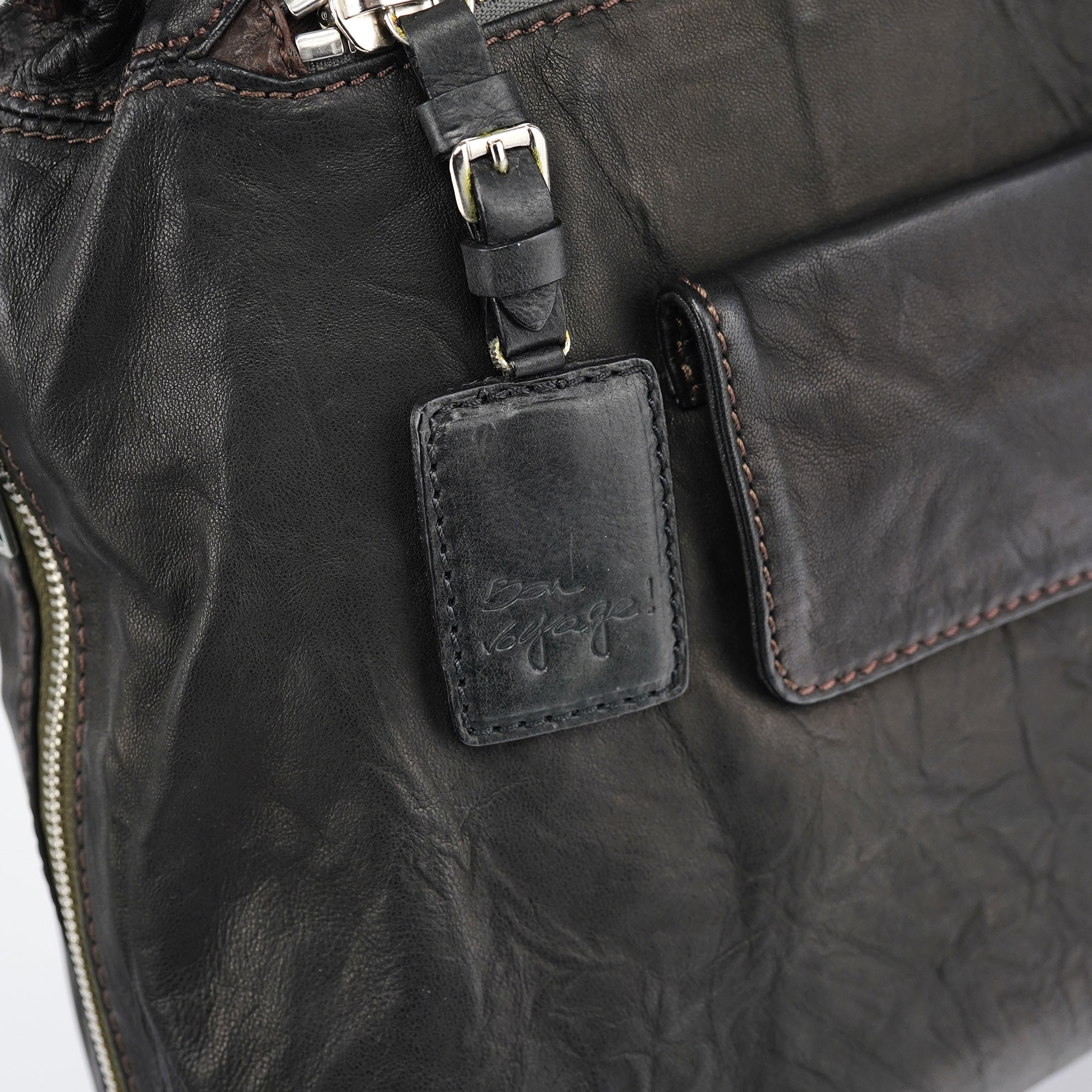Brown Leather 2-Way Tote Bag