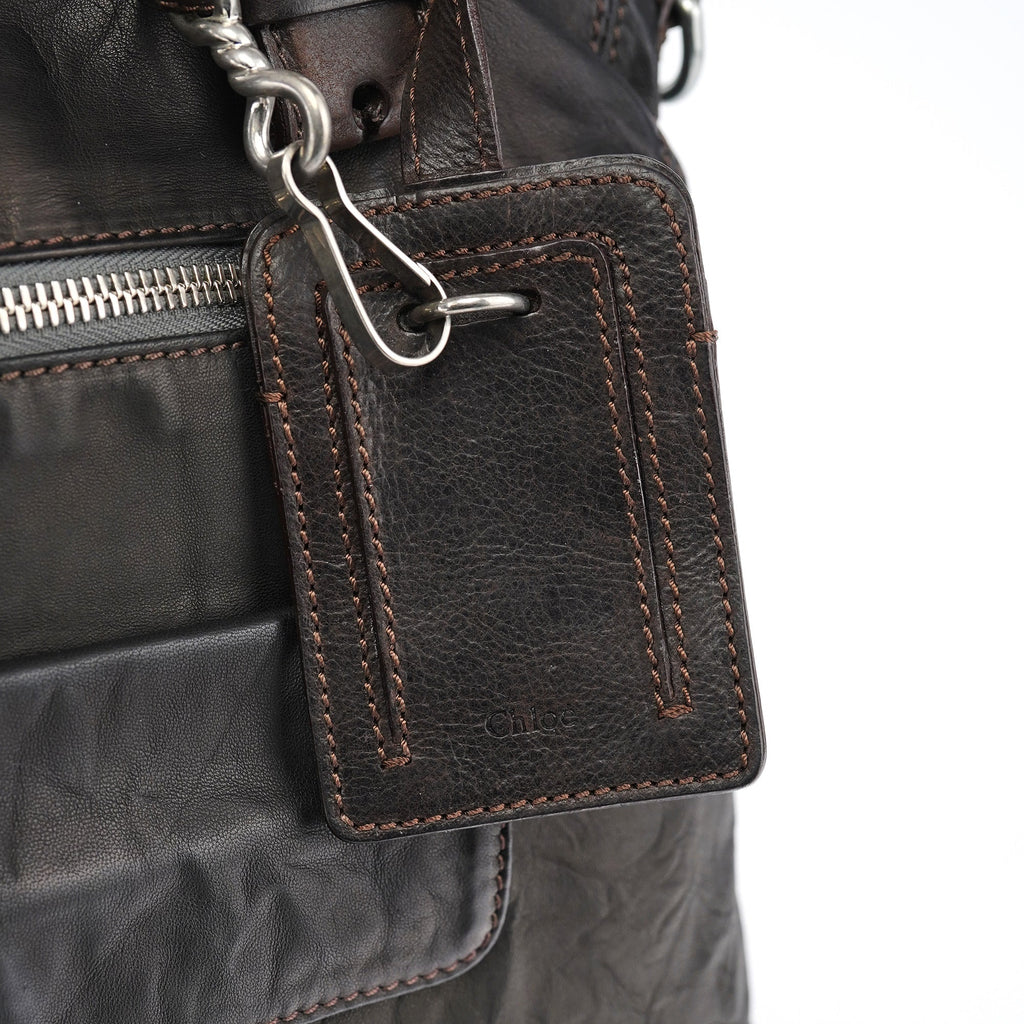 Brown Leather 2-Way Tote Bag