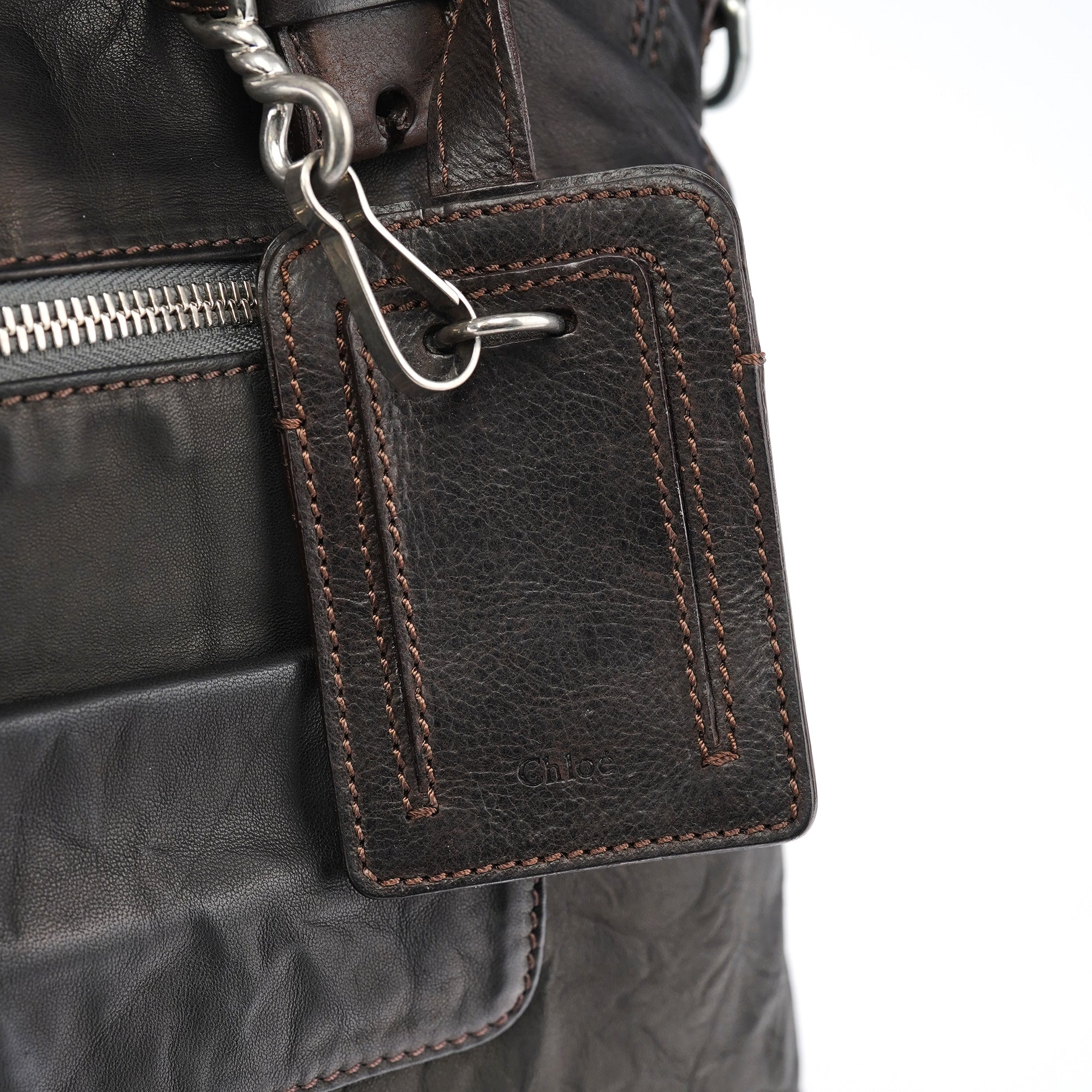Brown Leather 2-Way Tote Bag