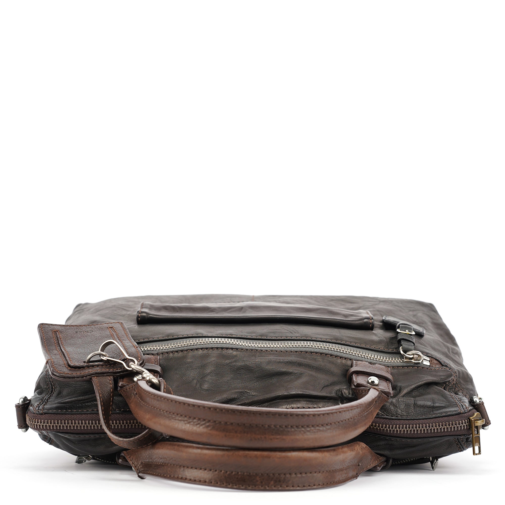 Brown Leather 2-Way Tote Bag