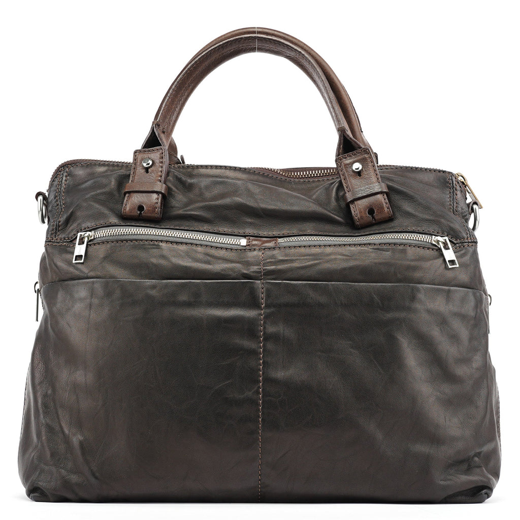 Brown Leather 2-Way Tote Bag