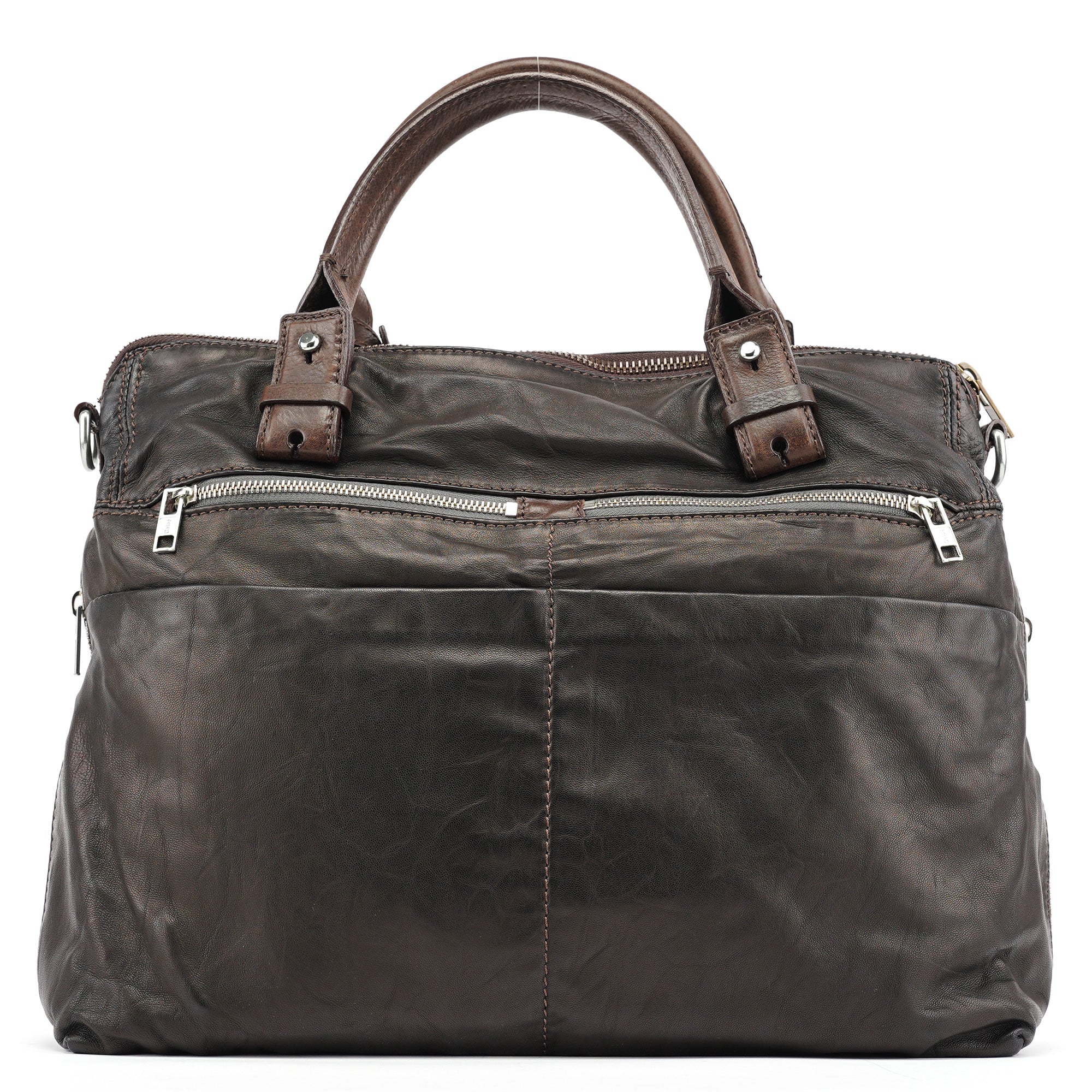 Brown Leather 2-Way Tote Bag