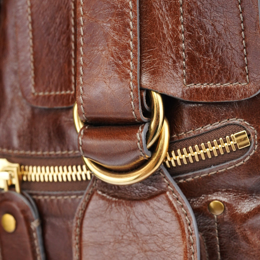 Brown Leather Bay 2-Way Bag