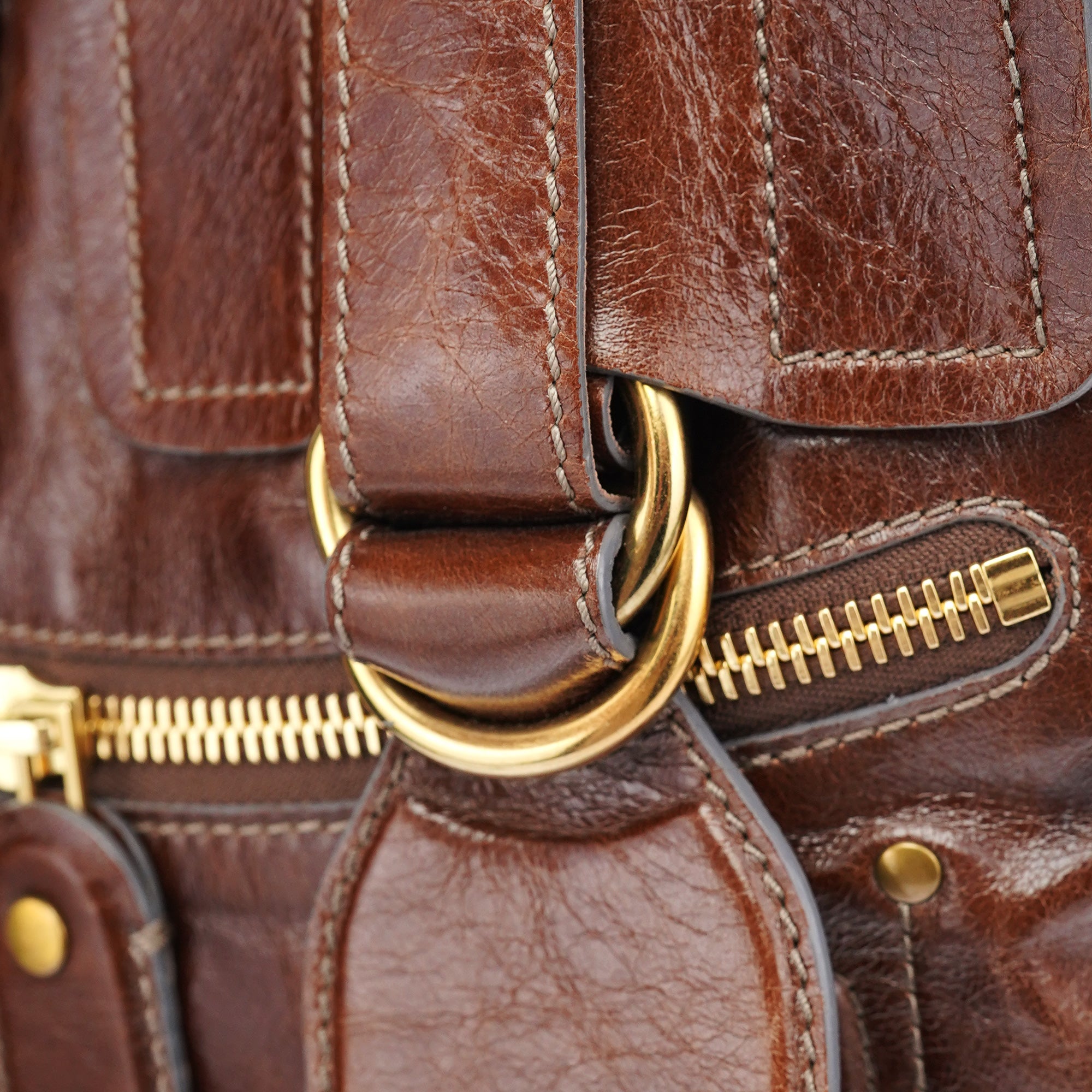 Brown Leather Bay 2-Way Bag