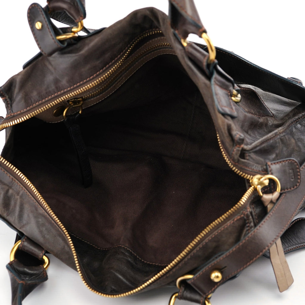 Brown Leather Bay 2-Way Tote Bag