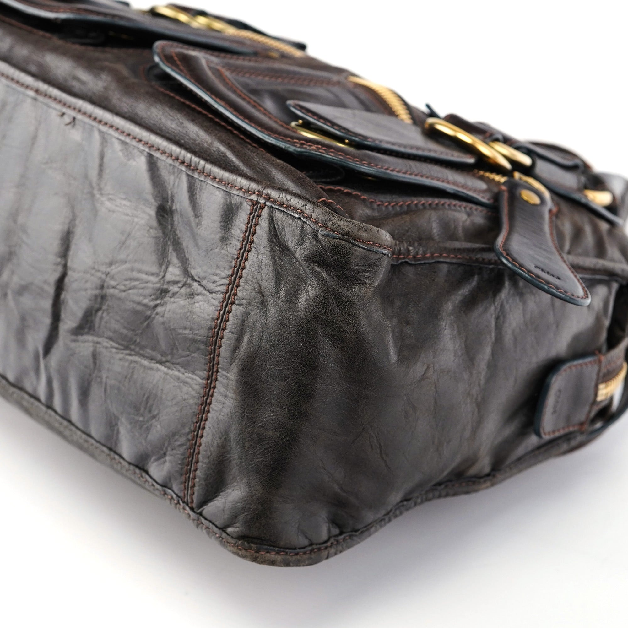 Brown Leather Bay 2-Way Tote Bag