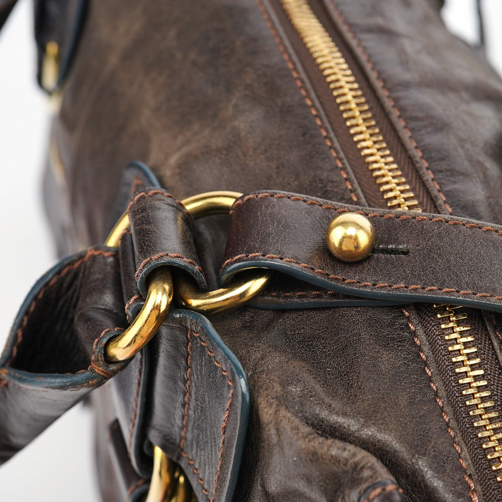 Brown Leather Bay 2-Way Tote Bag