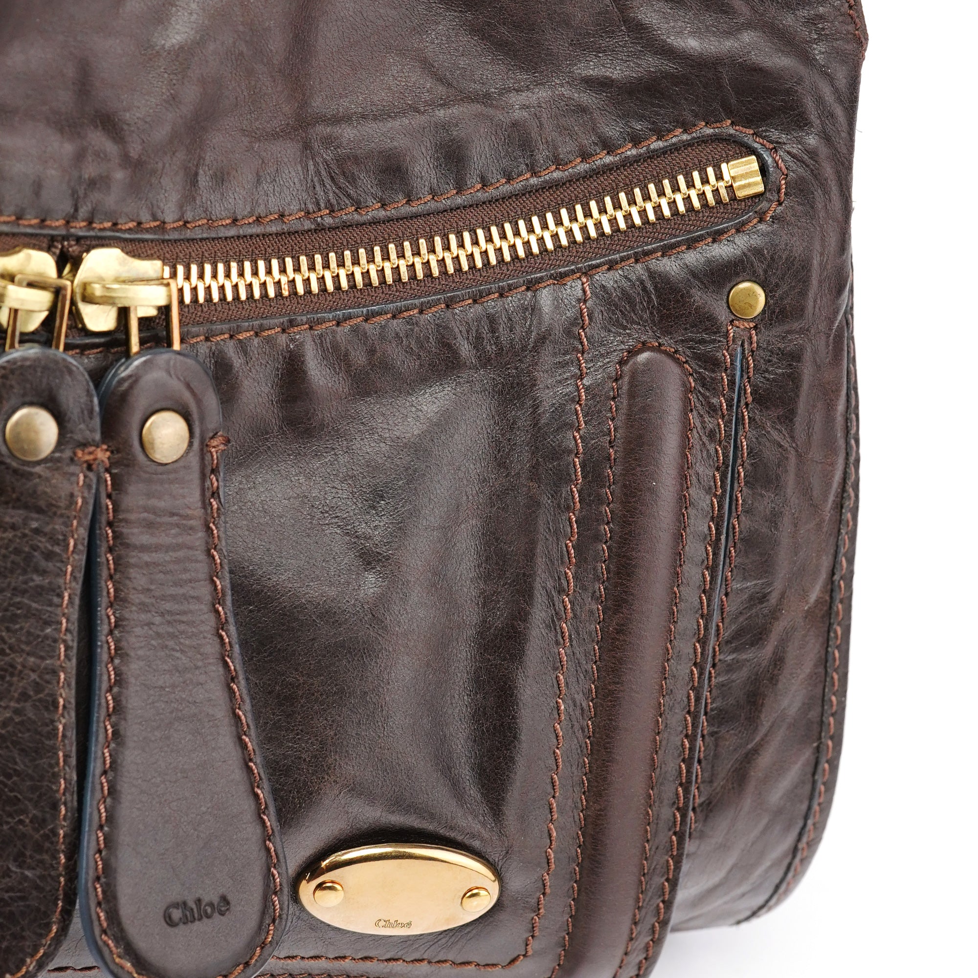 Brown Leather Bay Shoulder Bag