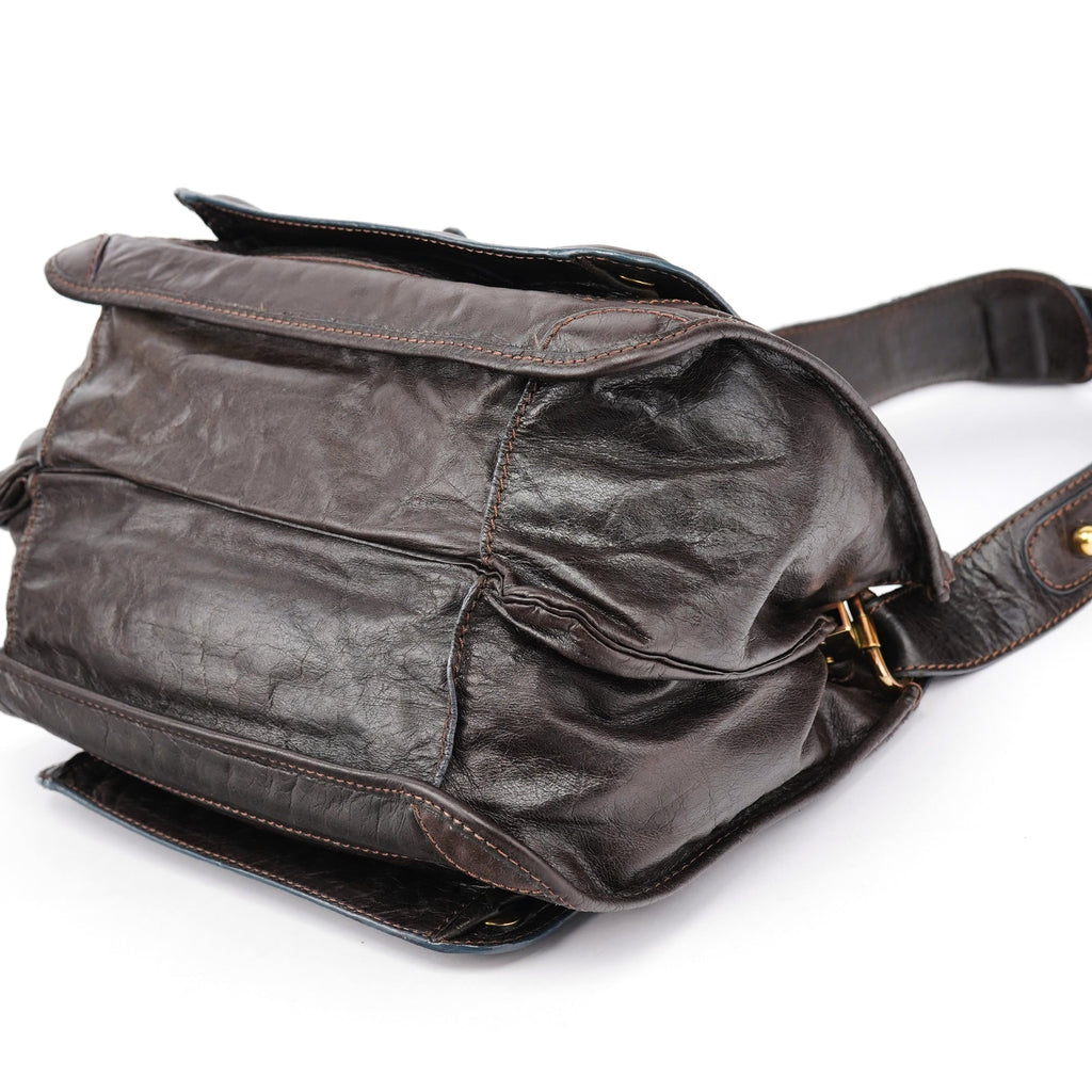 Brown Leather Bay Shoulder Bag
