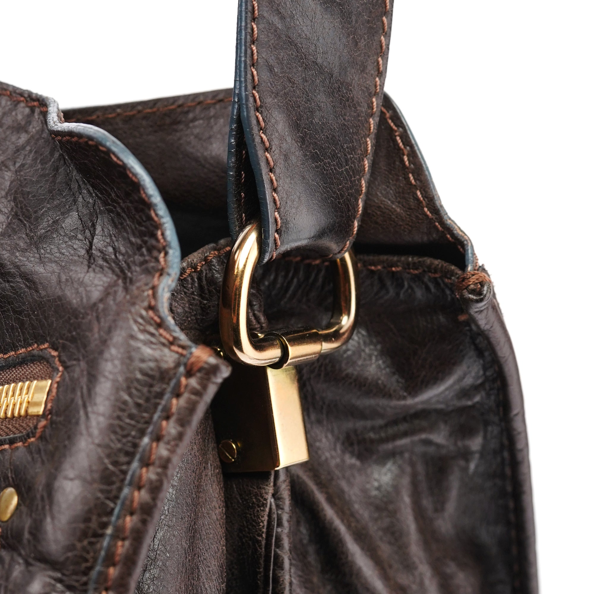 Brown Leather Bay Shoulder Bag