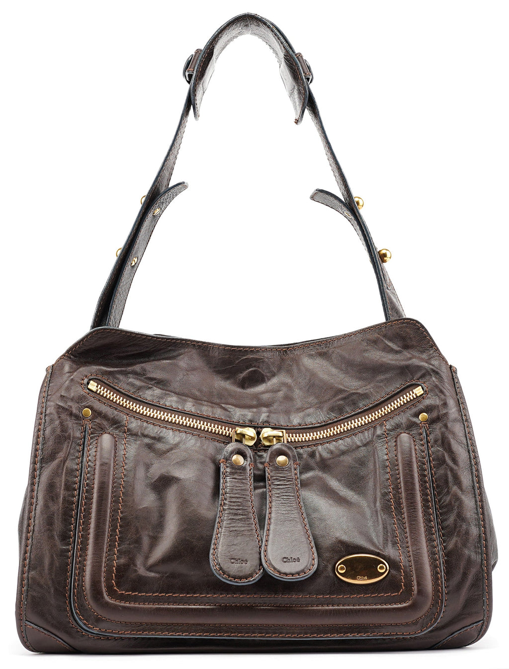 Brown Leather Bay Shoulder Bag