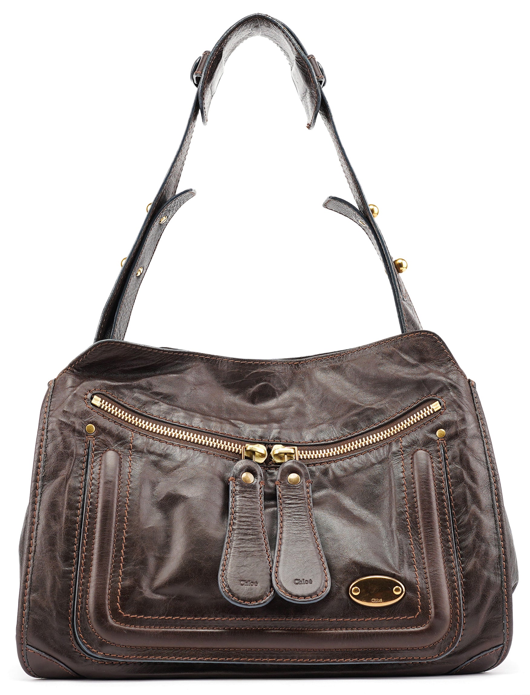 Brown Leather Bay Shoulder Bag