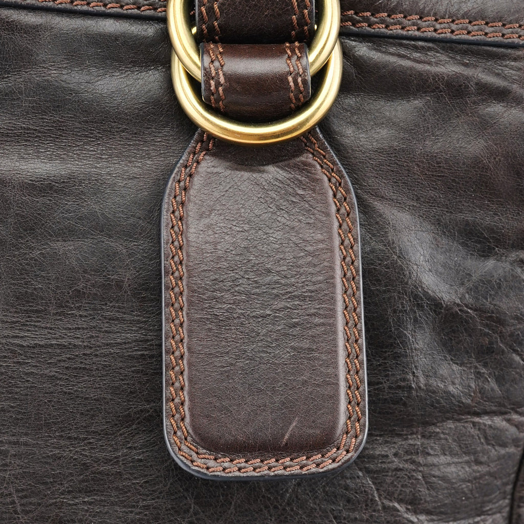 Brown Leather Bay Tote Bag