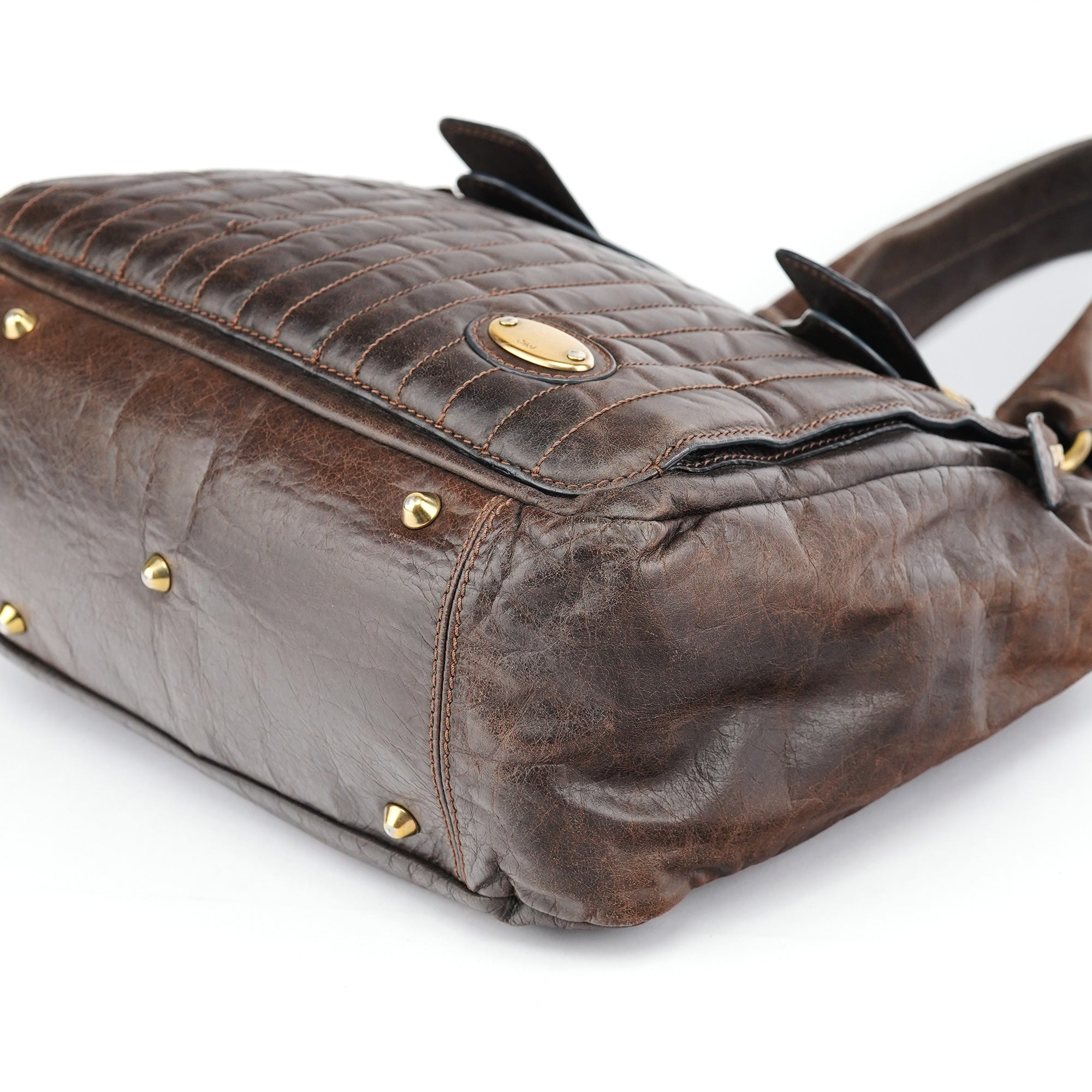 Brown Leather Bay Tote Bag