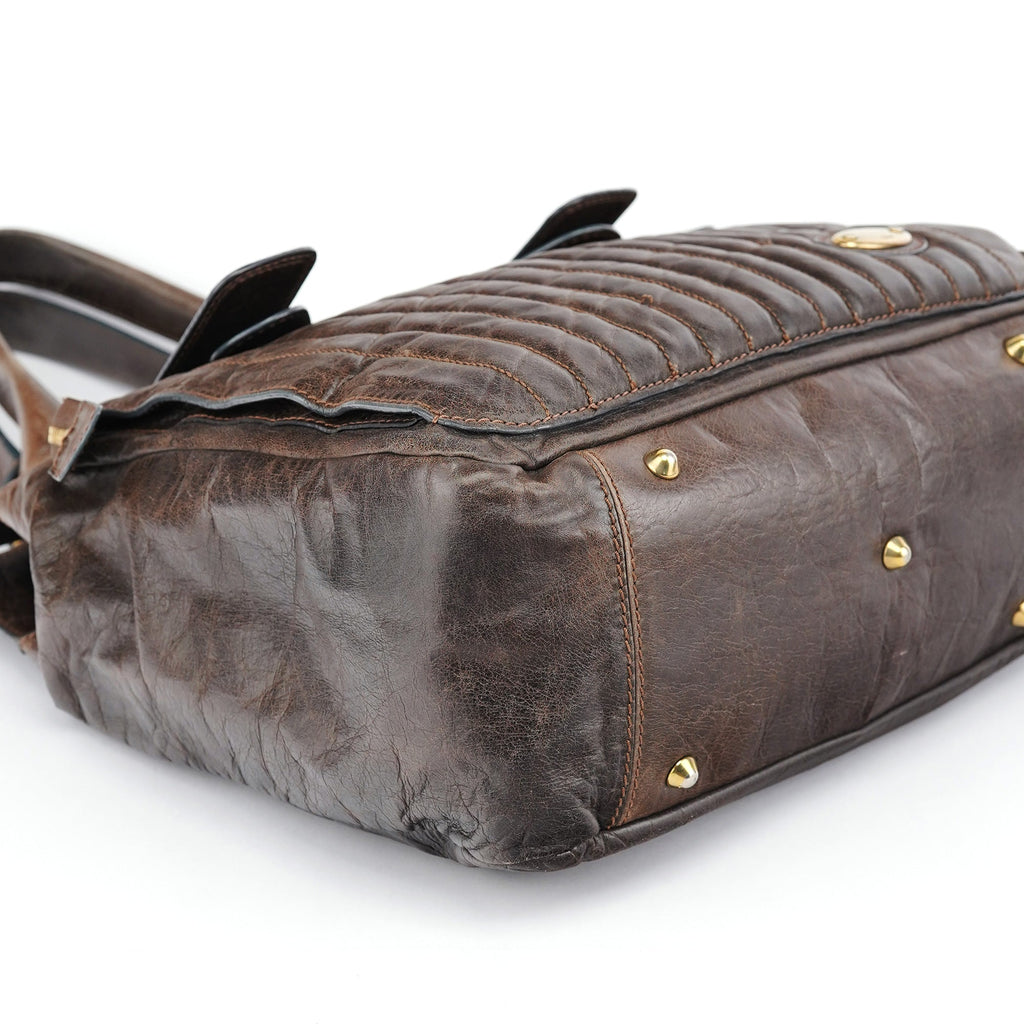 Brown Leather Bay Tote Bag