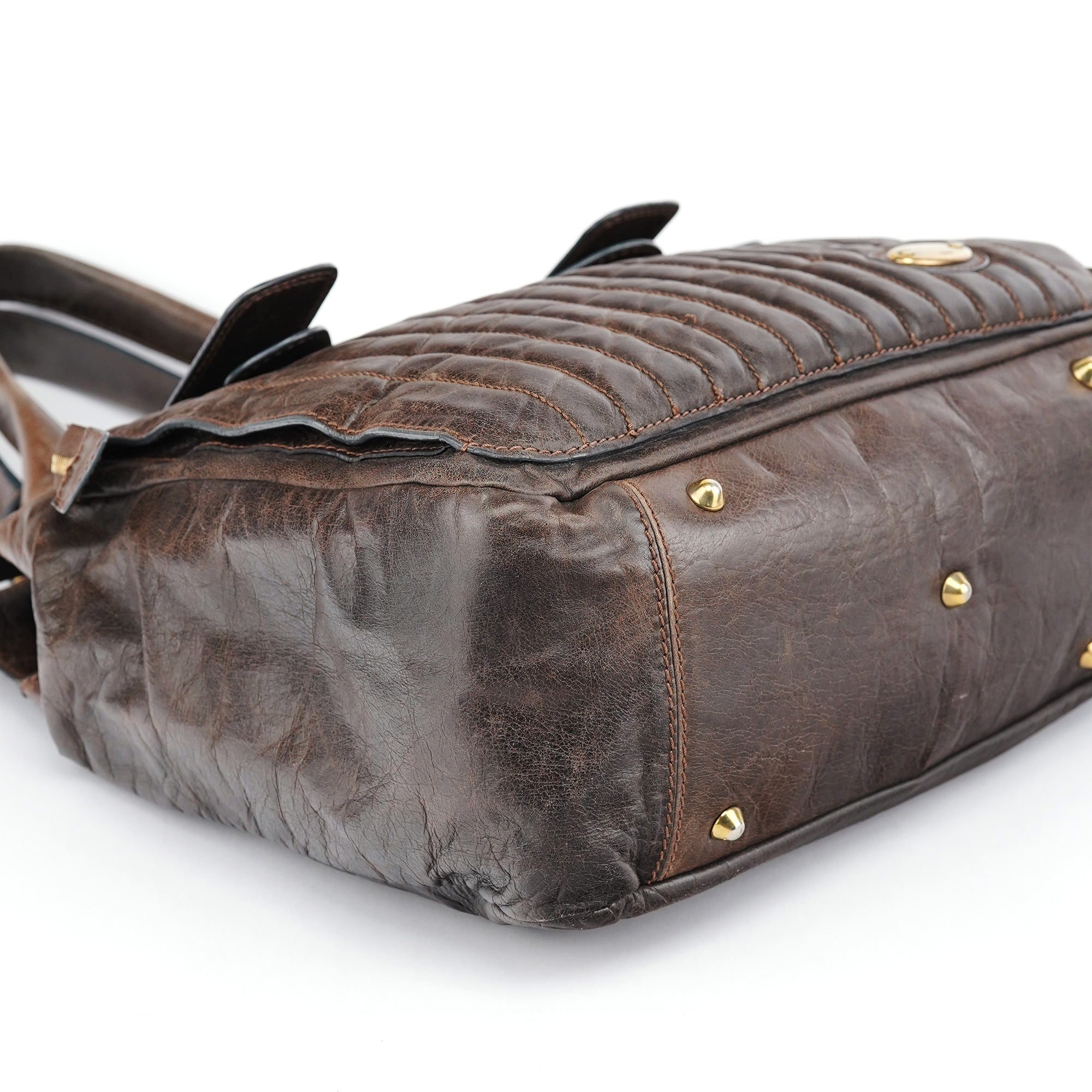 Brown Leather Bay Tote Bag