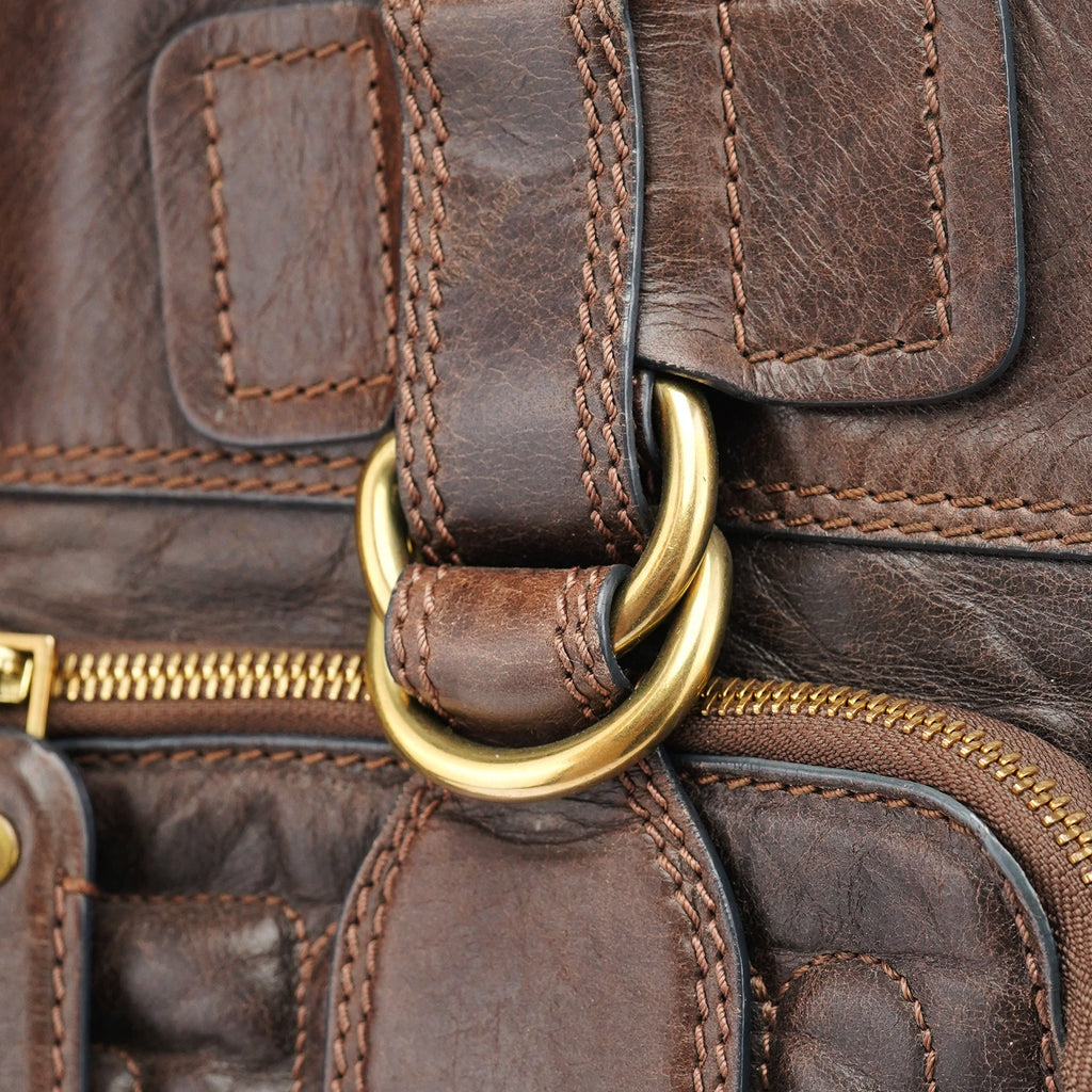 Brown Leather Bay Tote Bag