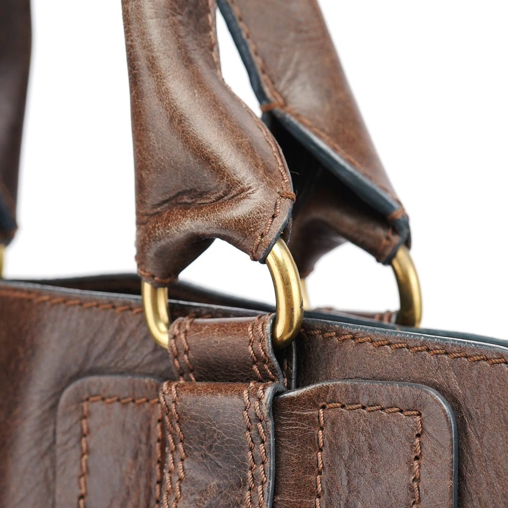 Brown Leather Bay Tote Bag