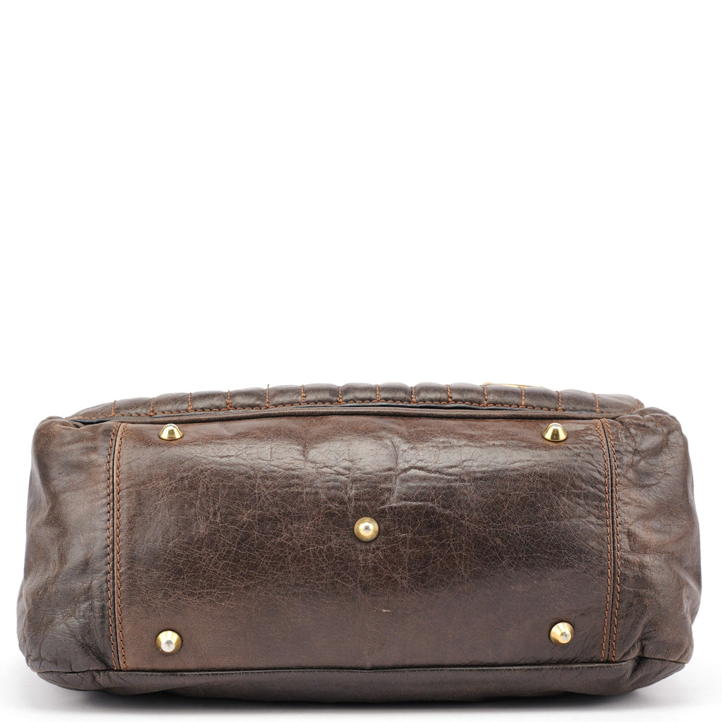 Brown Leather Bay Tote Bag