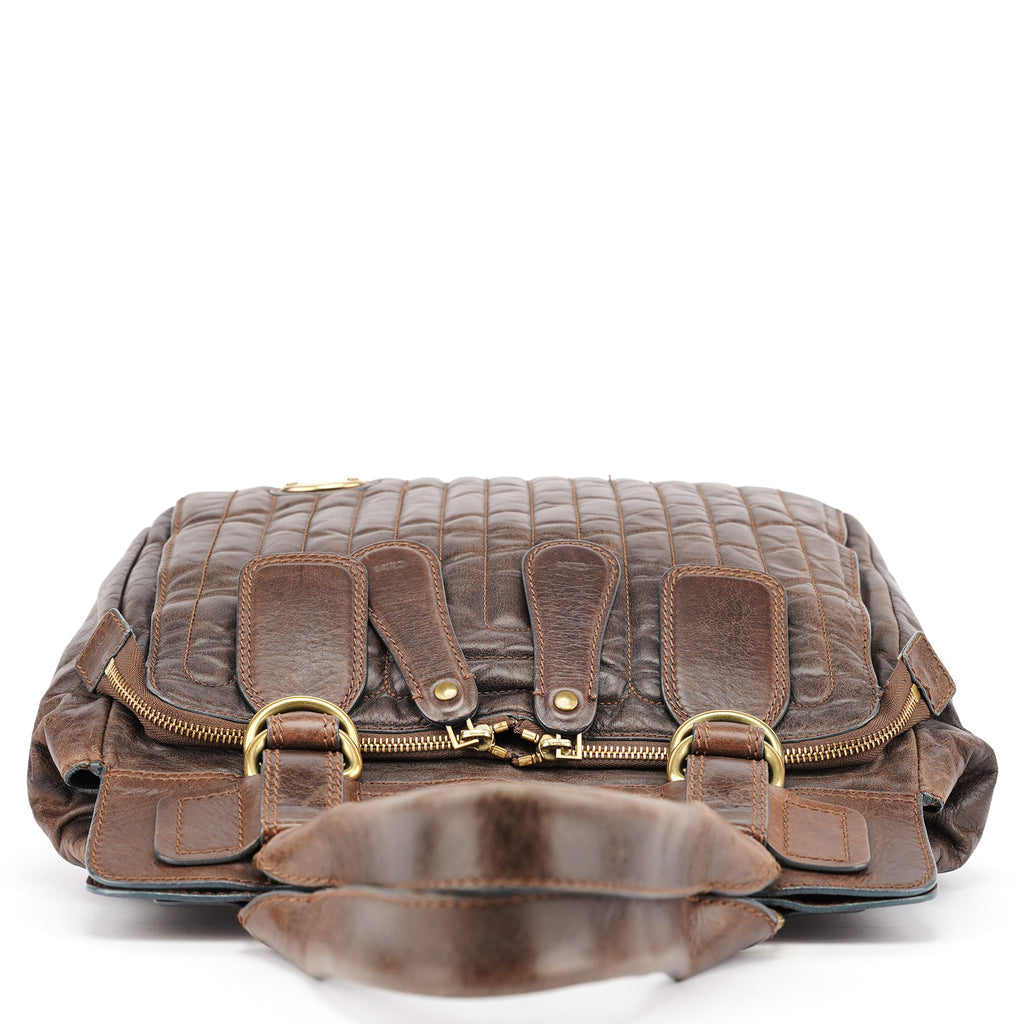 Brown Leather Bay Tote Bag