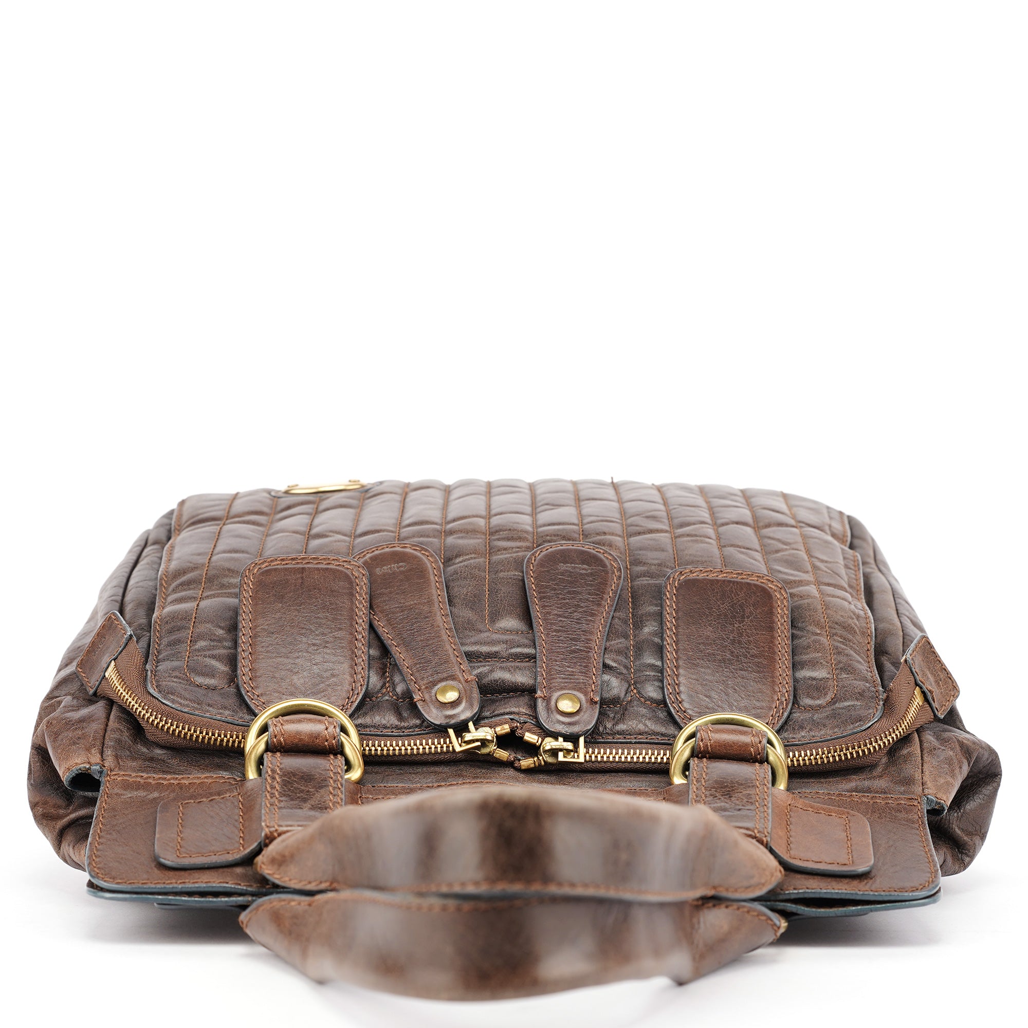 Brown Leather Bay Tote Bag