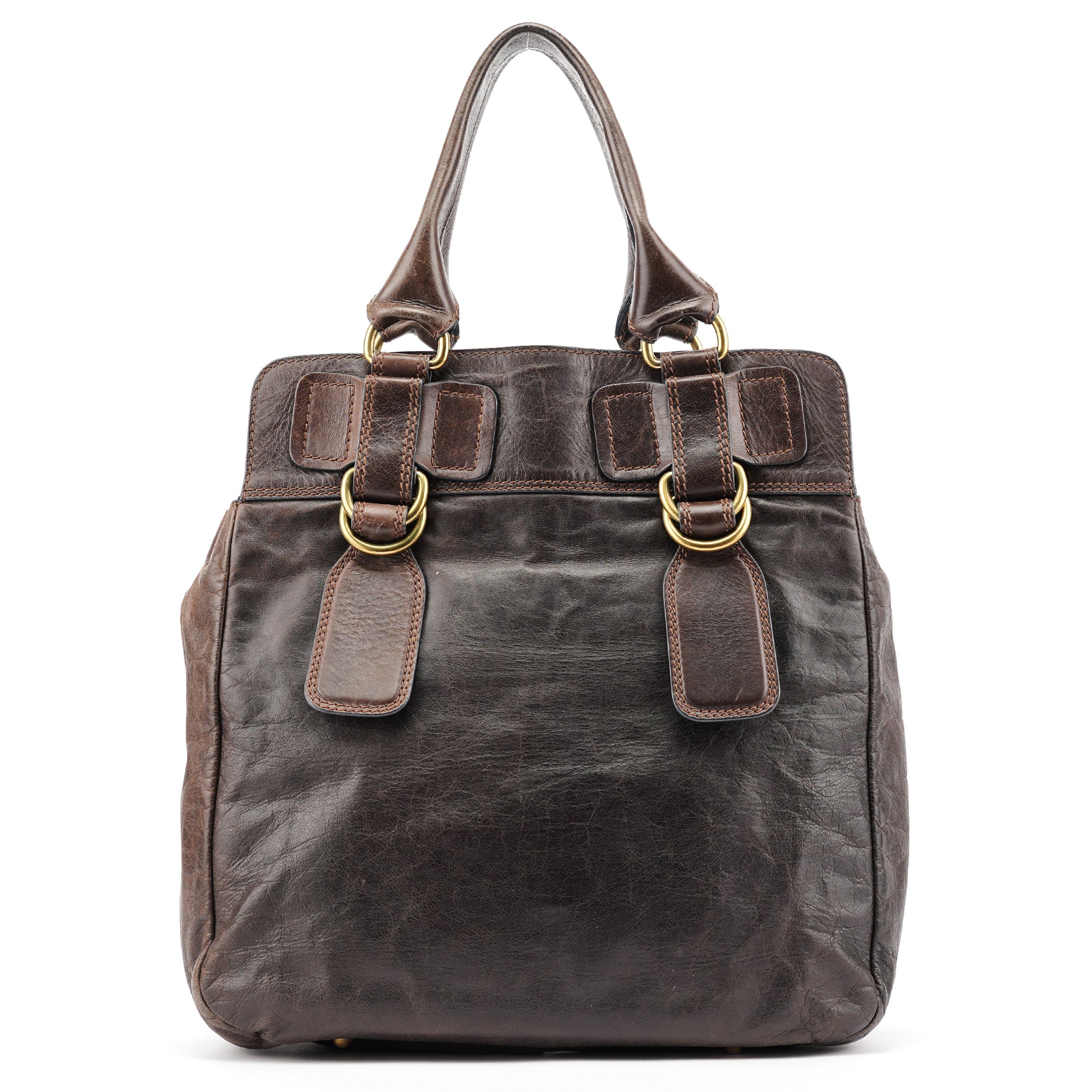 Brown Leather Bay Tote Bag