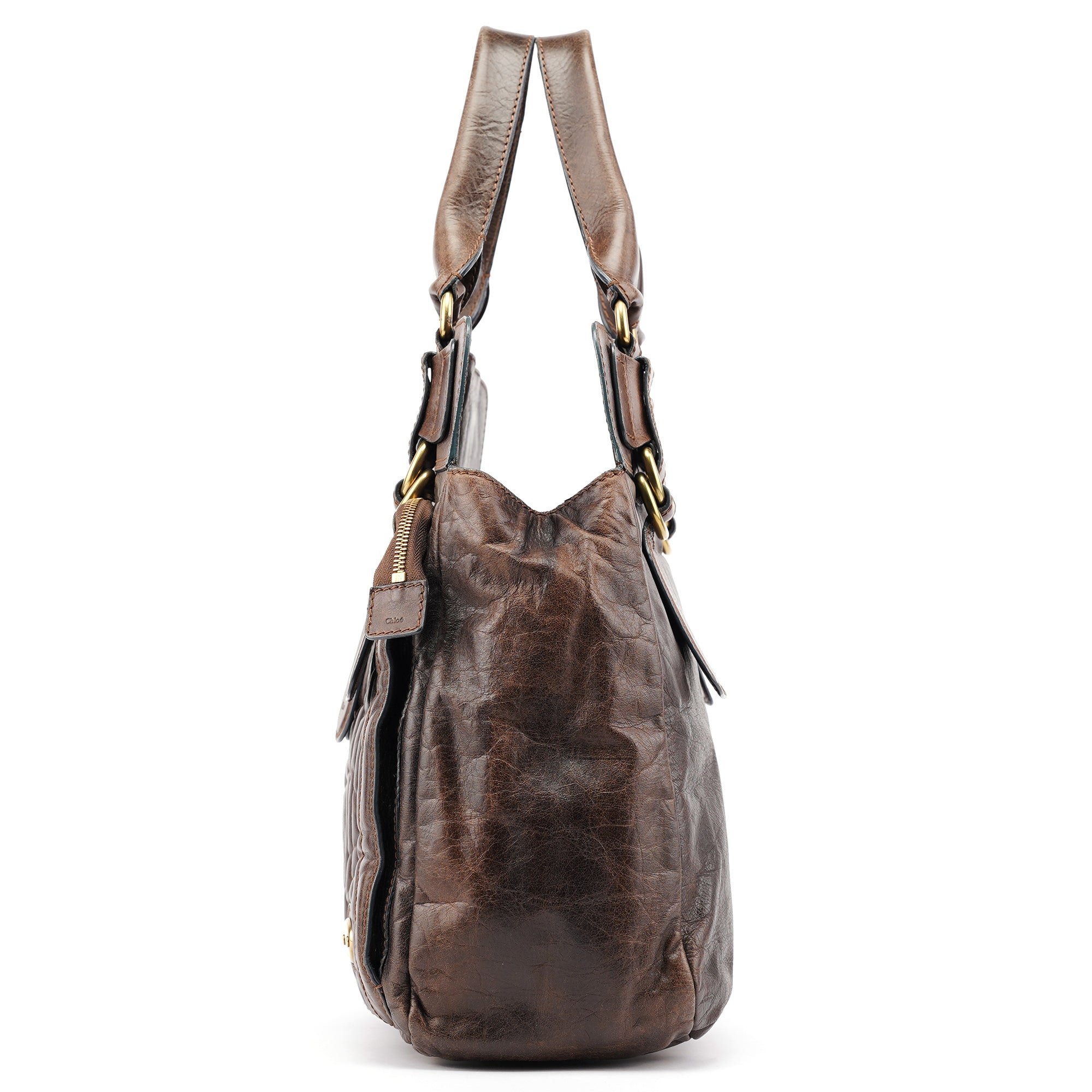 Brown Leather Bay Tote Bag