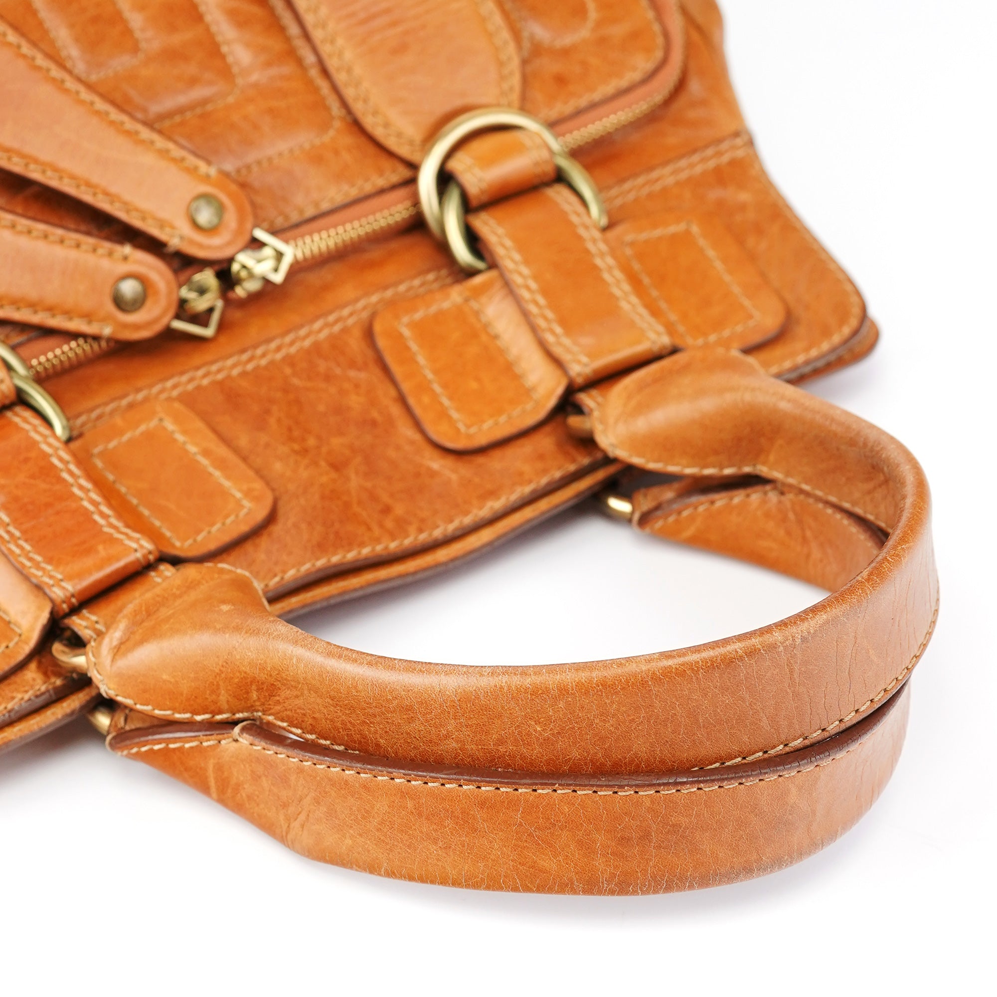 Brown Leather Bay Tote Bag