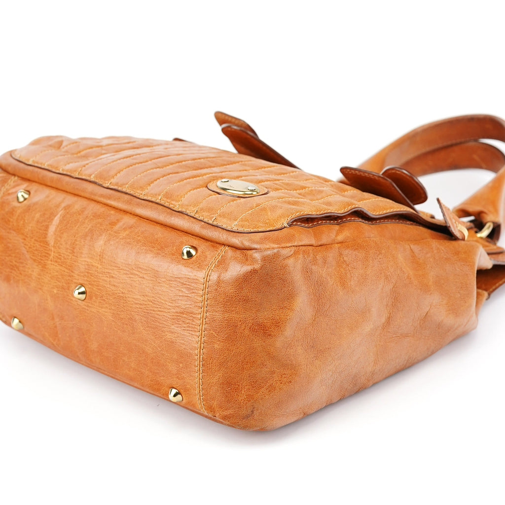 Brown Leather Bay Tote Bag