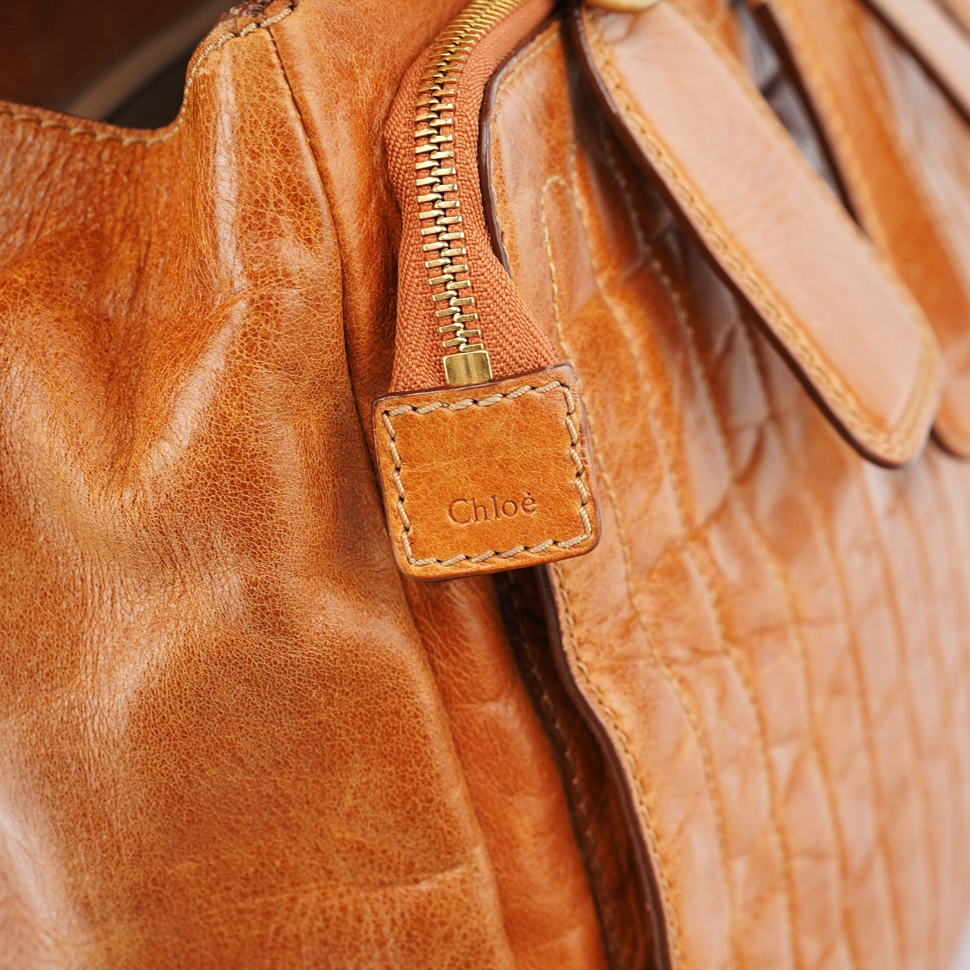 Brown Leather Bay Tote Bag