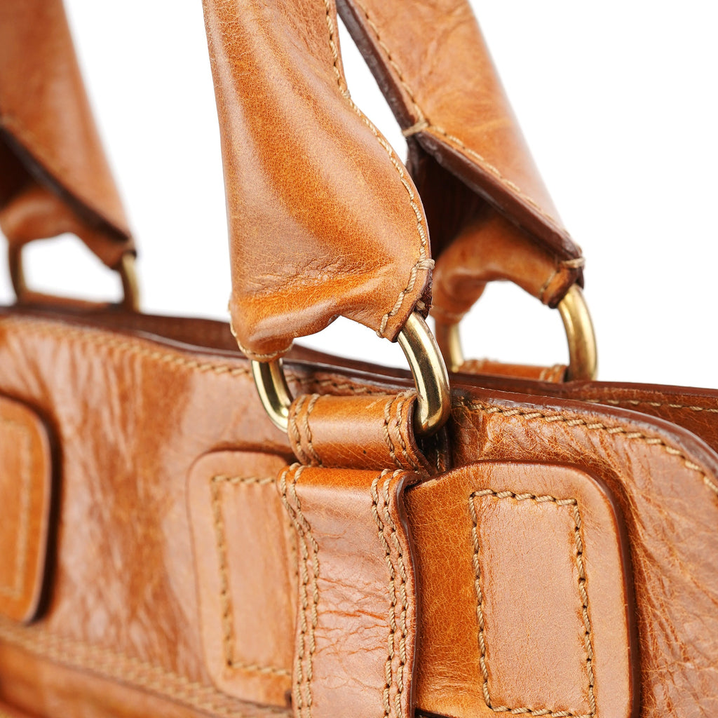 Brown Leather Bay Tote Bag