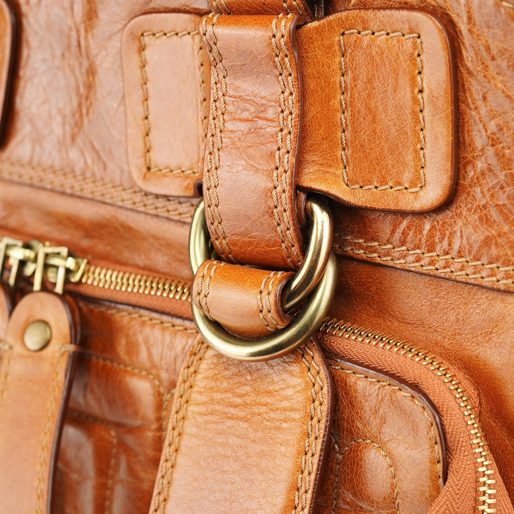 Brown Leather Bay Tote Bag