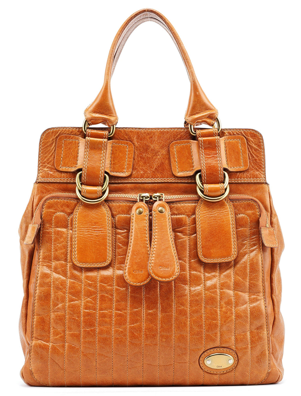 Brown Leather Bay Tote Bag