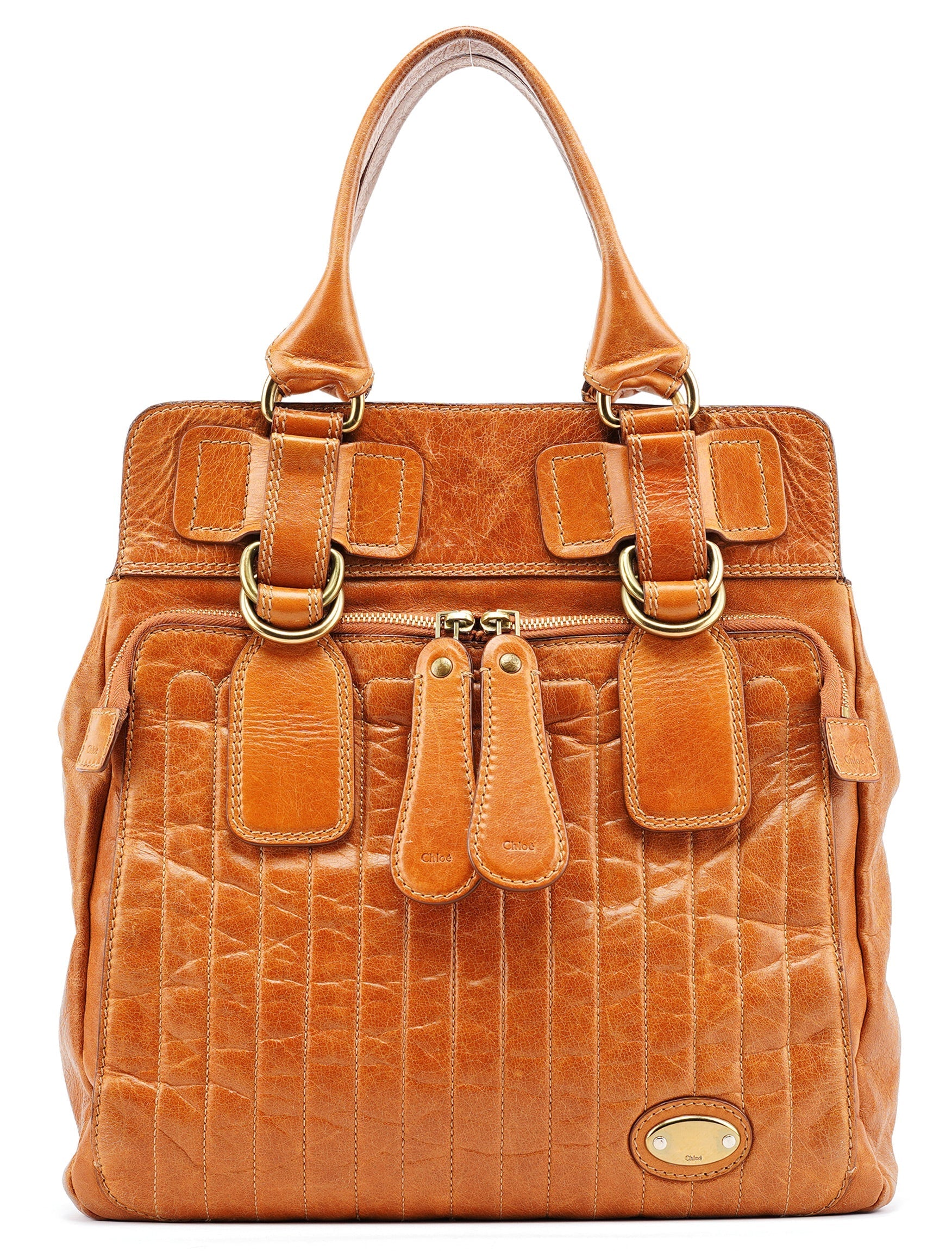 Brown Leather Bay Tote Bag