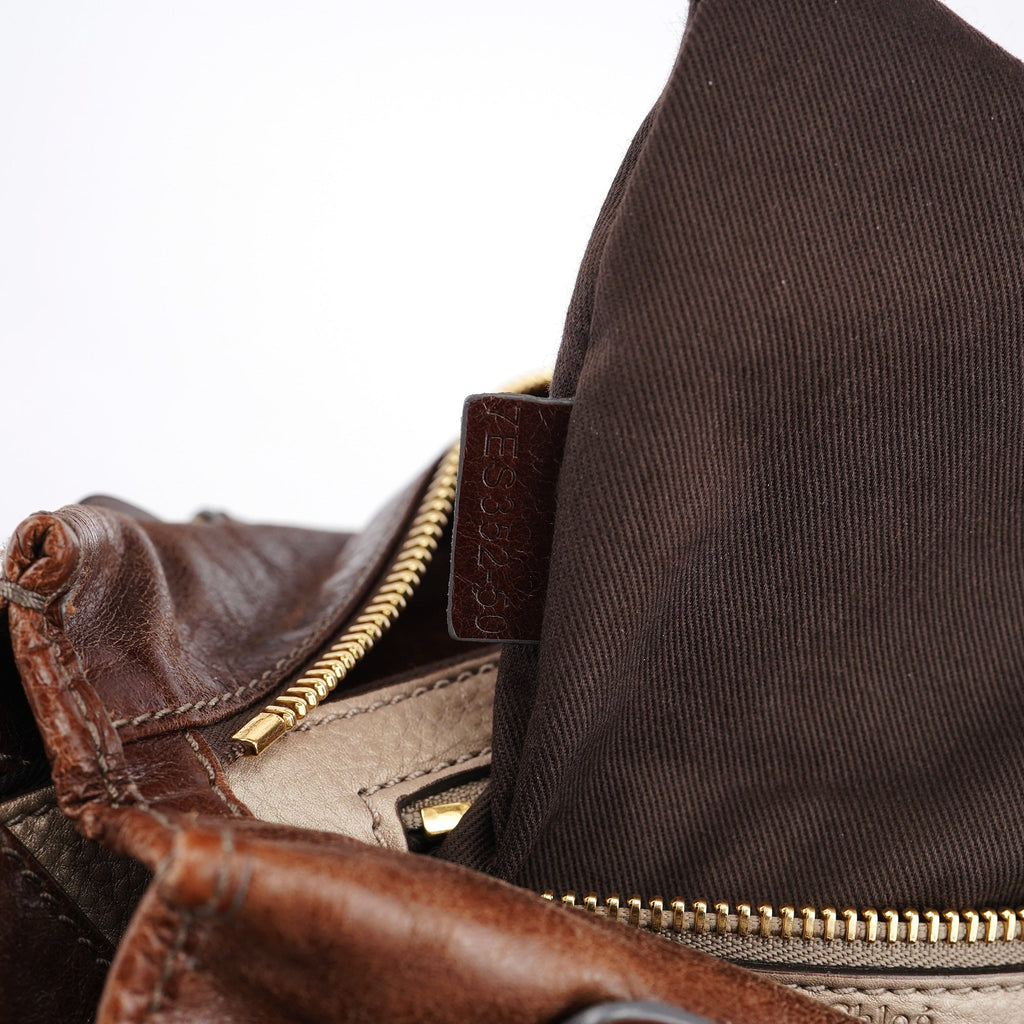 Brown Leather Bay Tote Bag