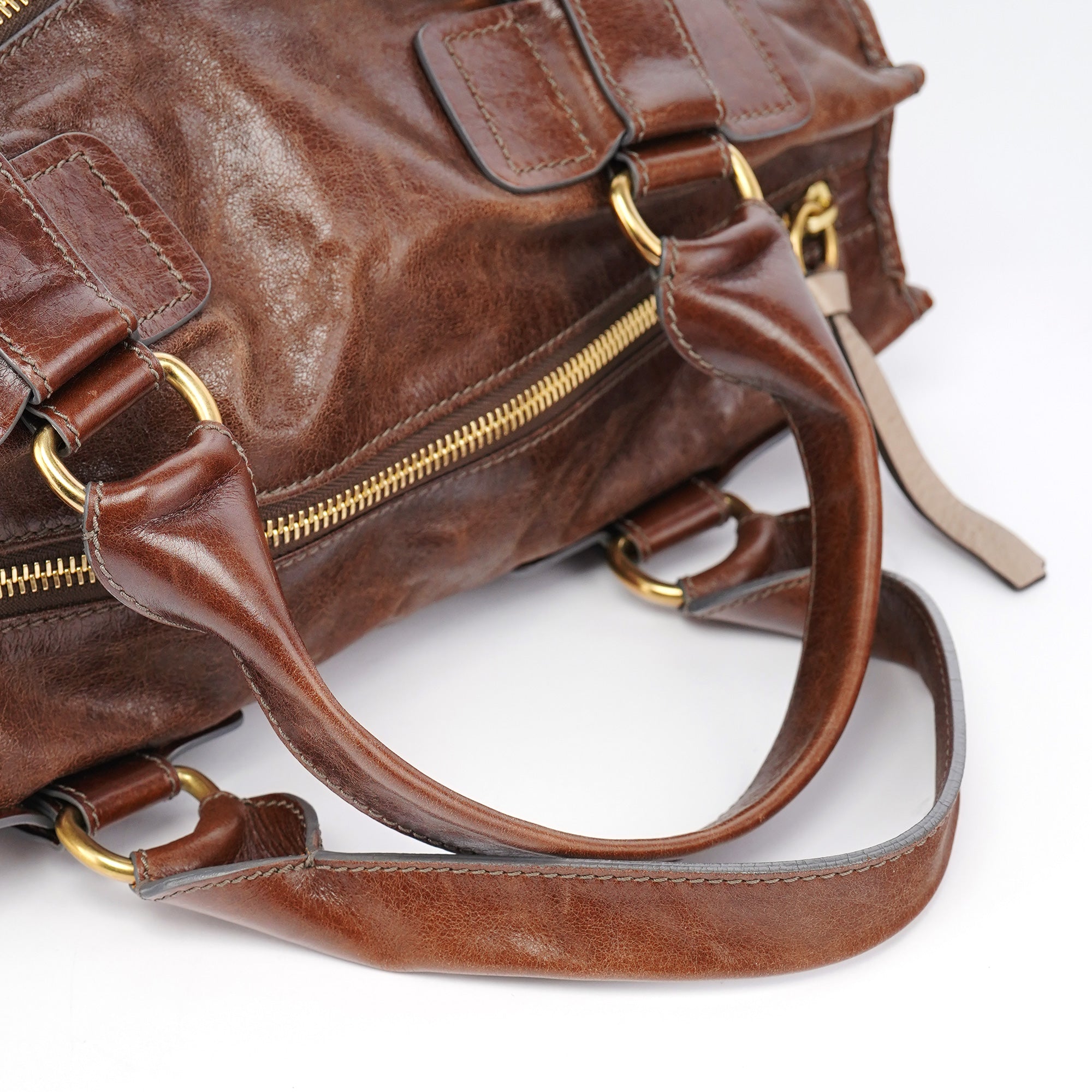 Brown Leather Bay Tote Bag