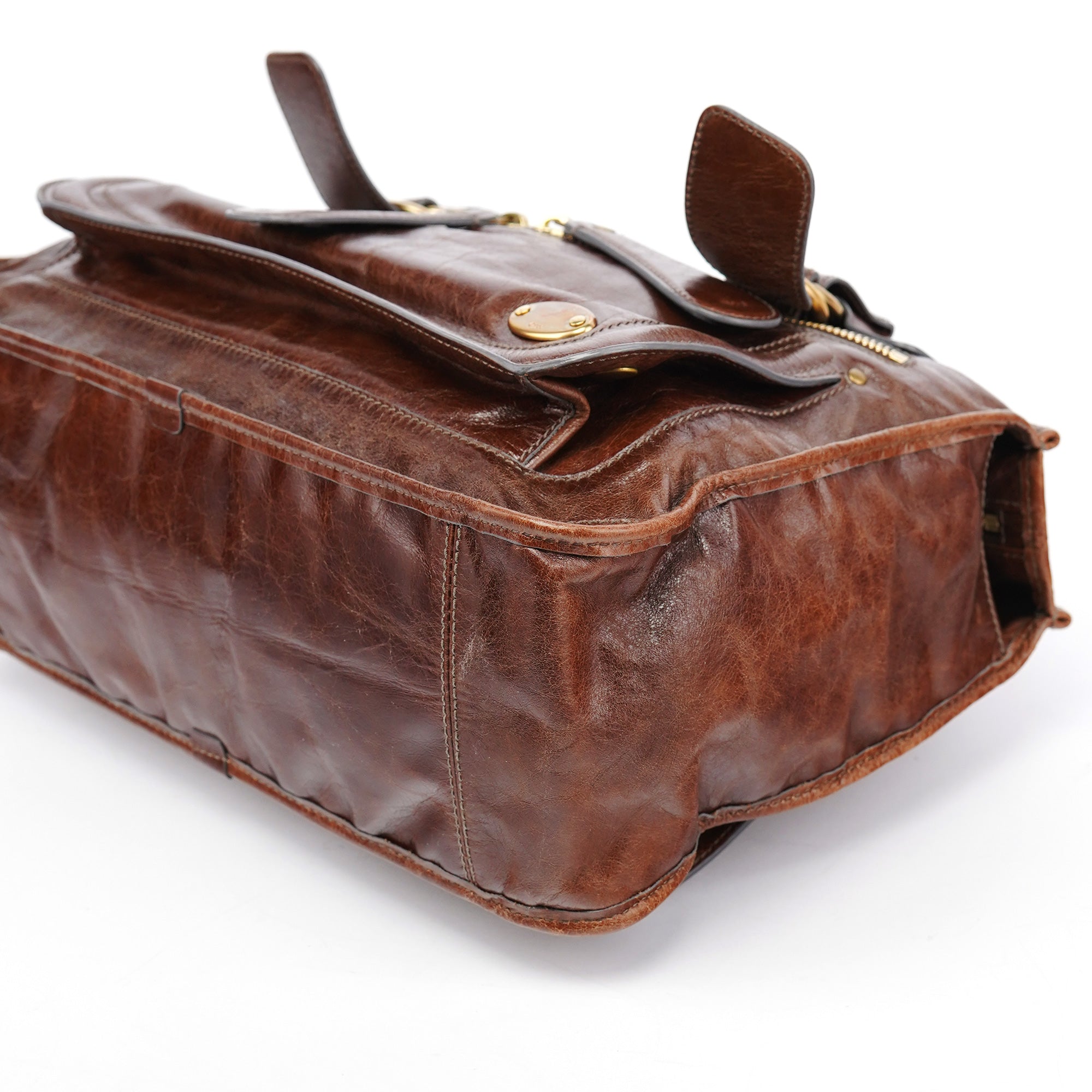 Brown Leather Bay Tote Bag