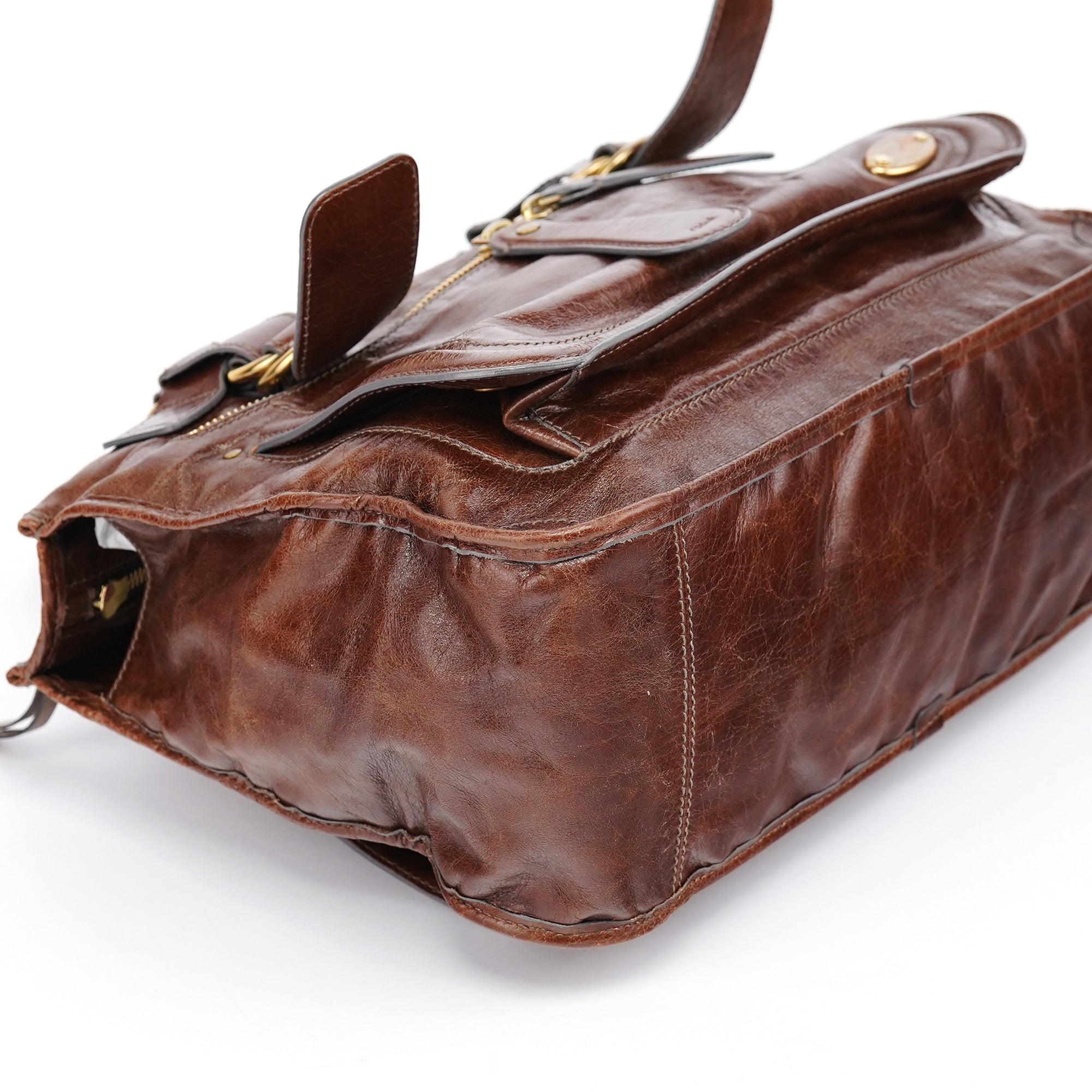 Brown Leather Bay Tote Bag