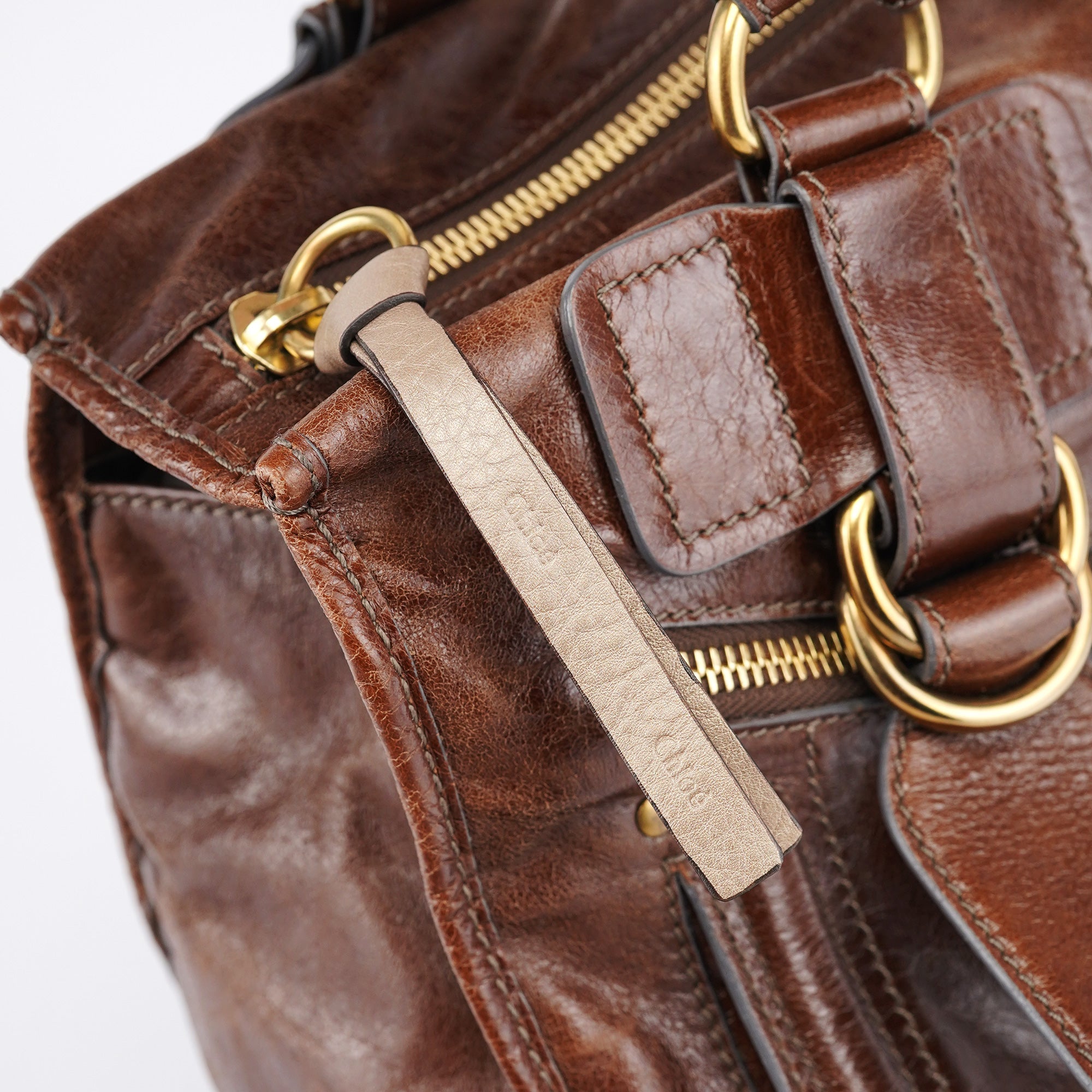 Brown Leather Bay Tote Bag