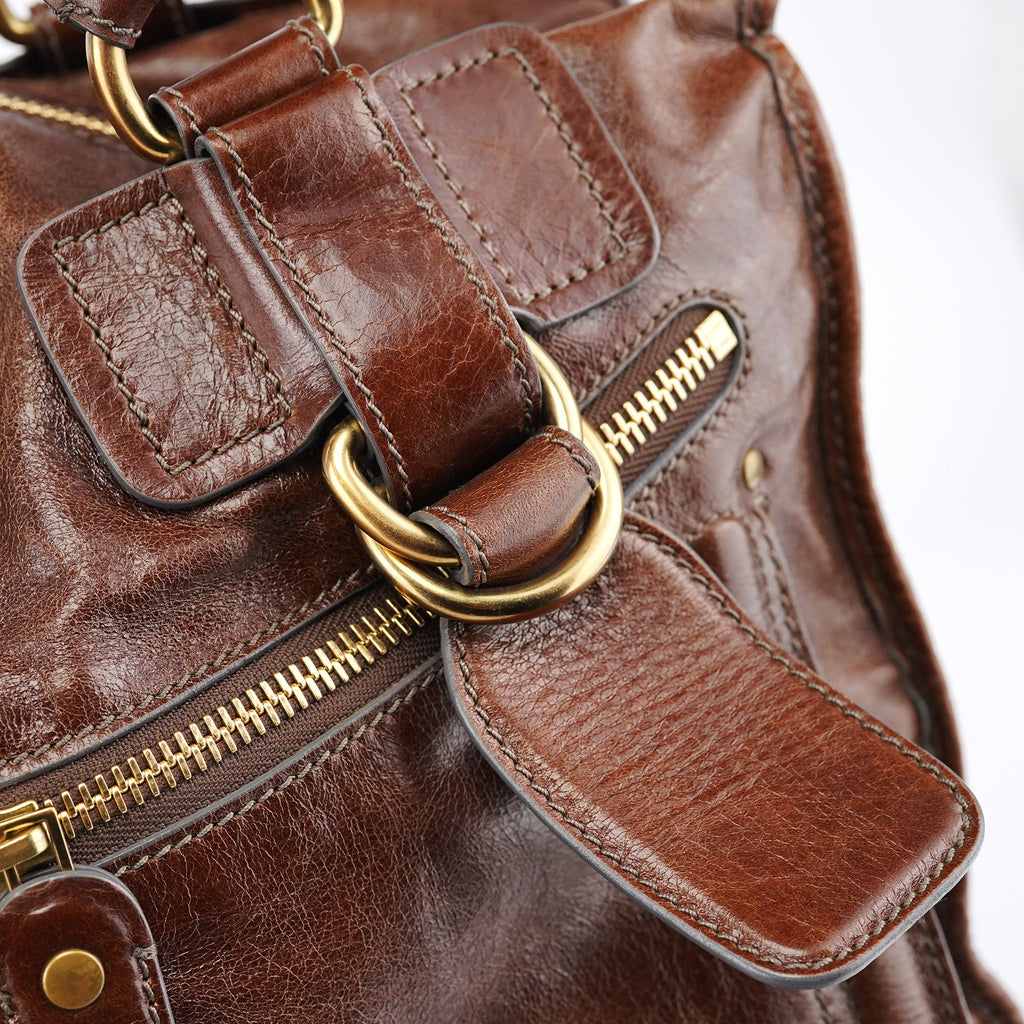 Brown Leather Bay Tote Bag
