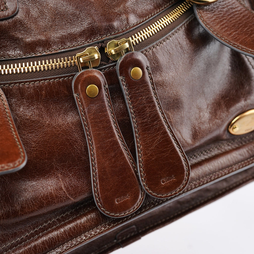 Brown Leather Bay Tote Bag