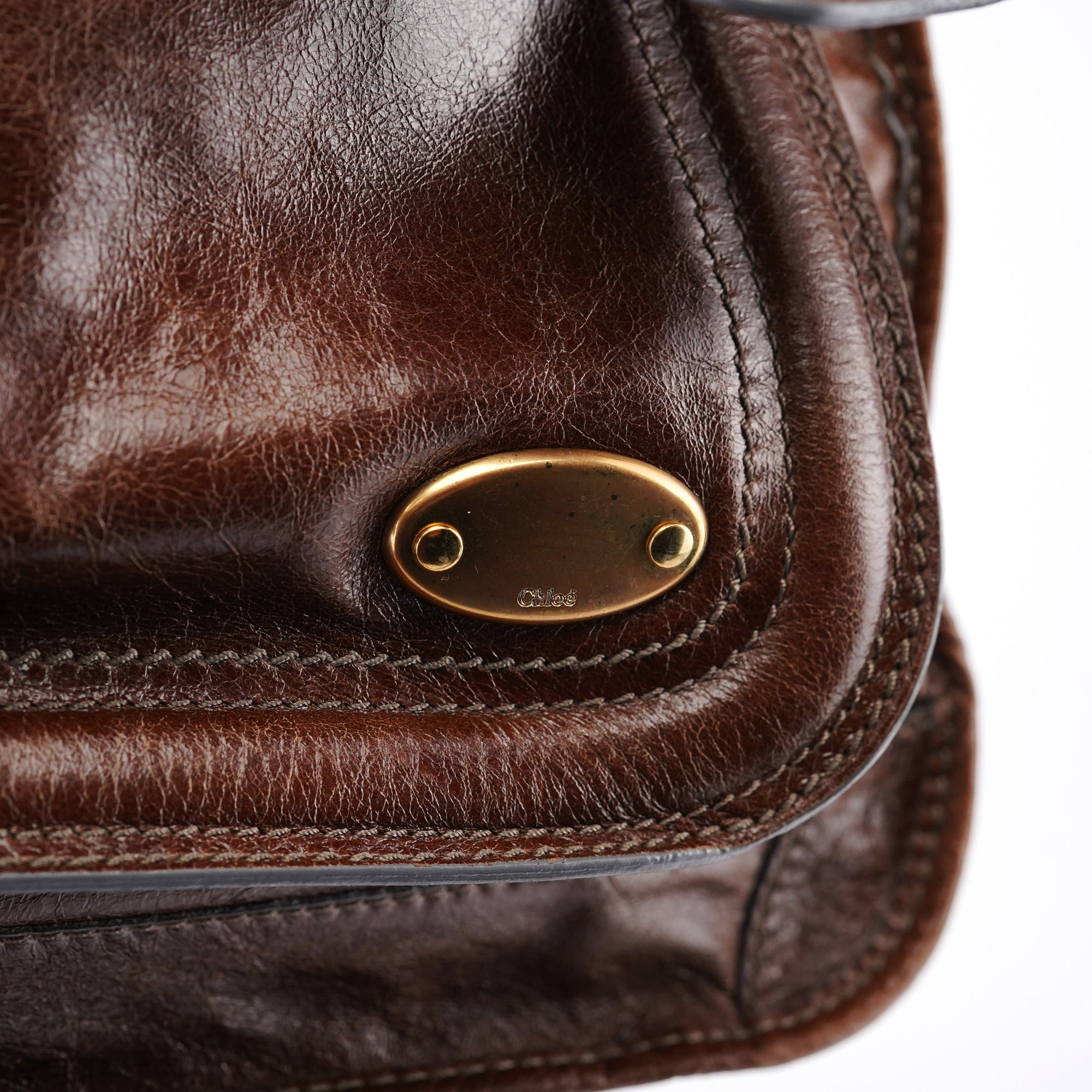 Brown Leather Bay Tote Bag