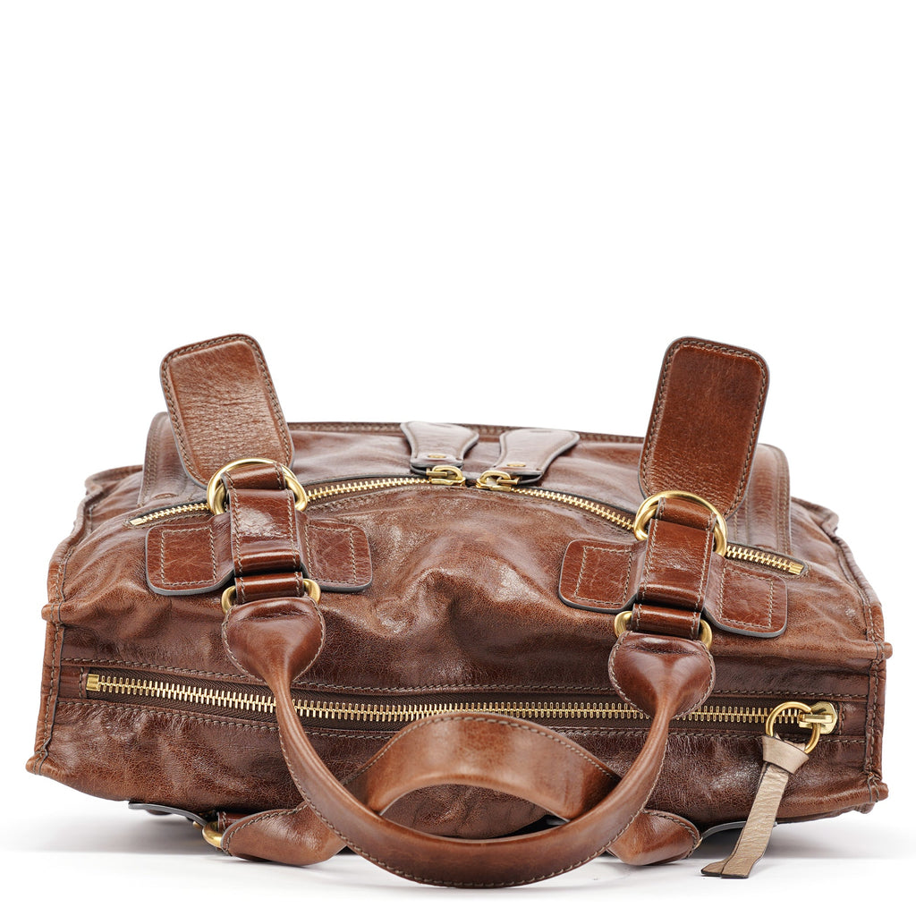 Brown Leather Bay Tote Bag