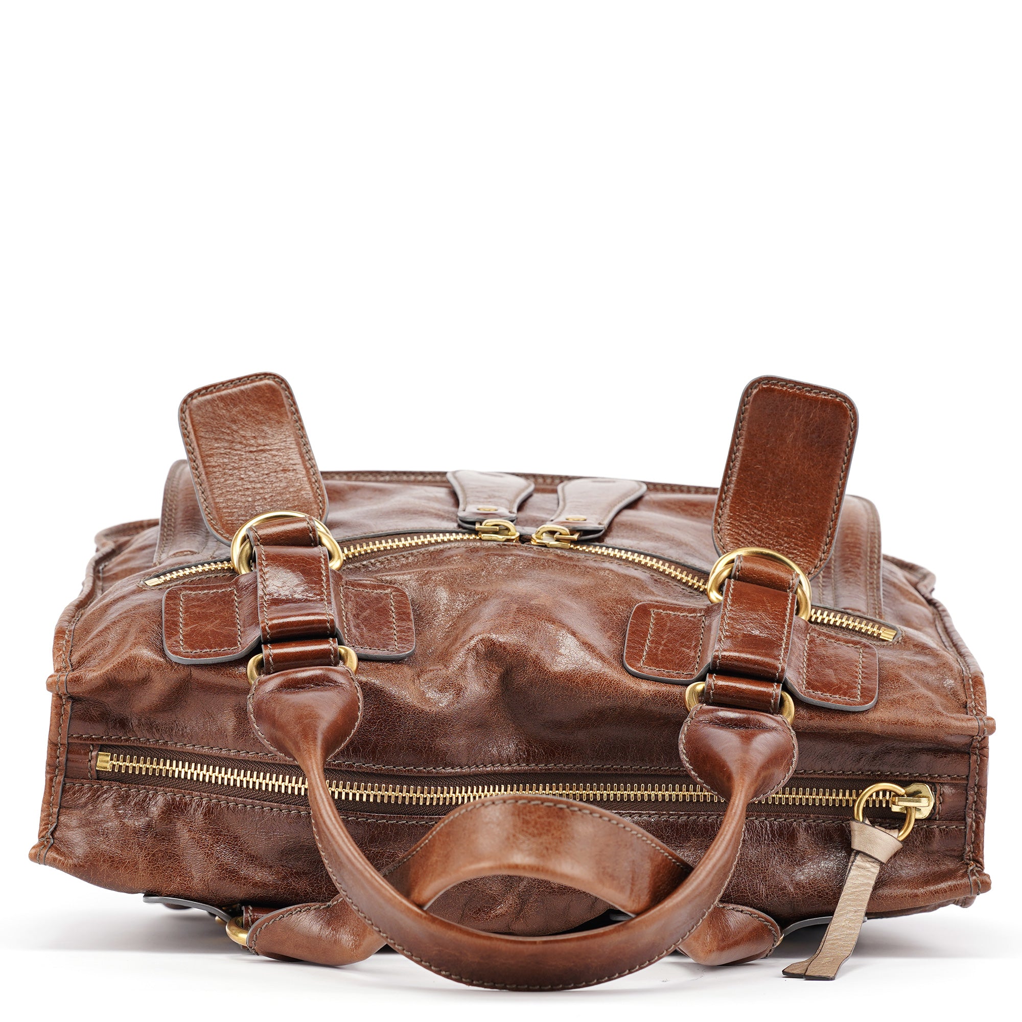 Brown Leather Bay Tote Bag