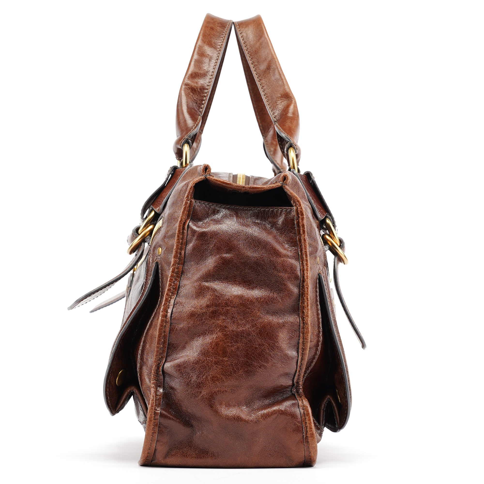 Brown Leather Bay Tote Bag