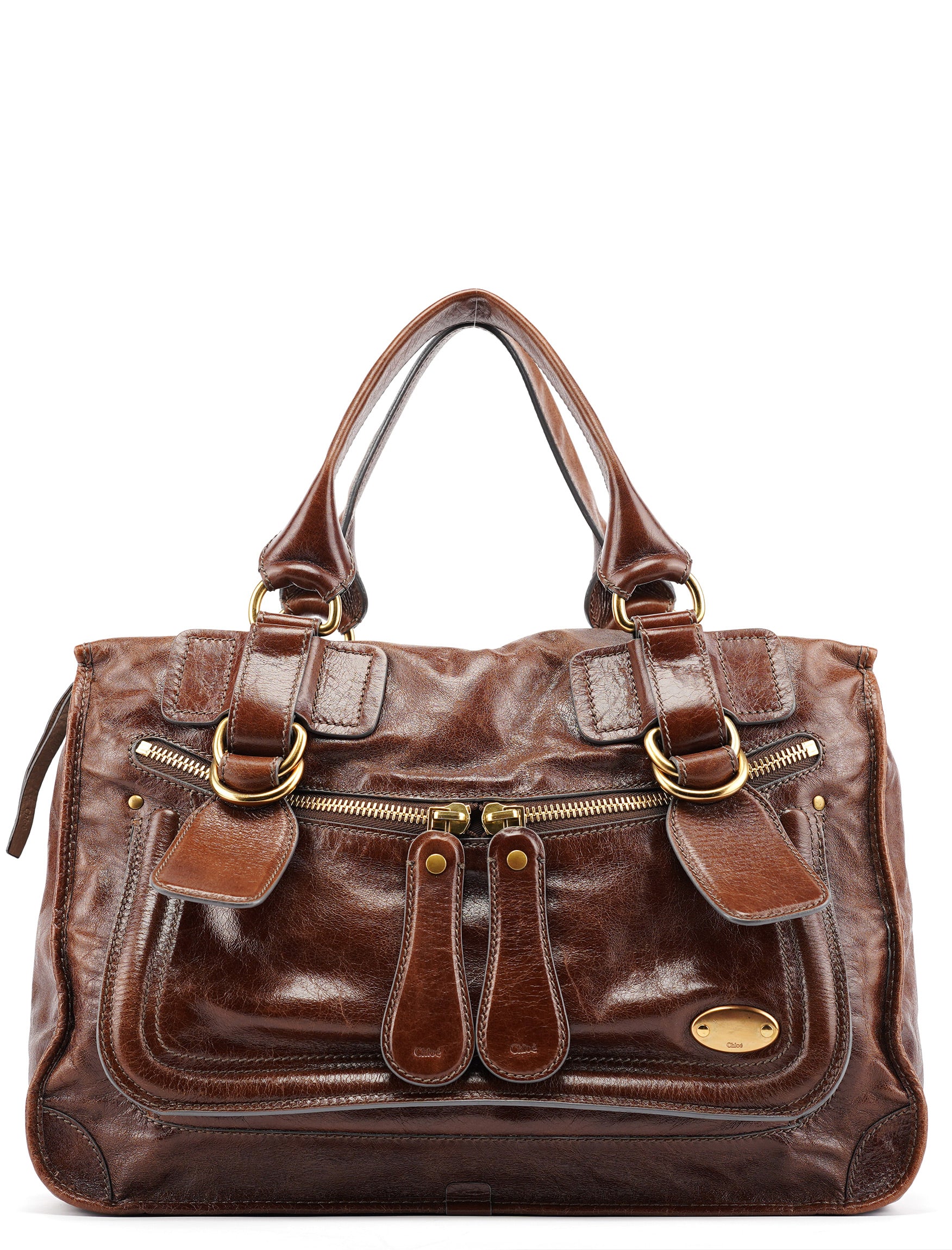 Brown Leather Bay Tote Bag