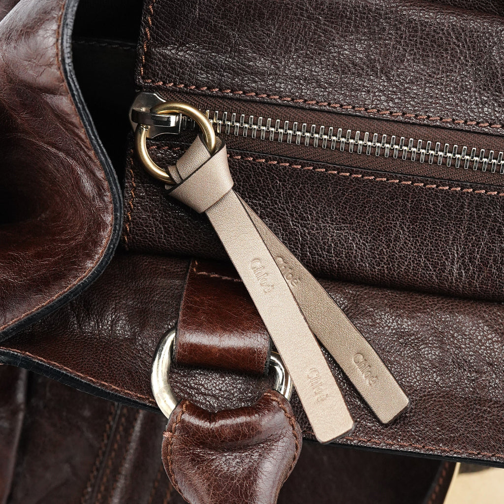Brown Leather Bay Tote Bag