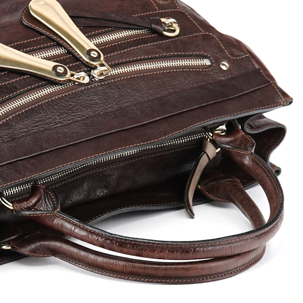 Brown Leather Bay Tote Bag