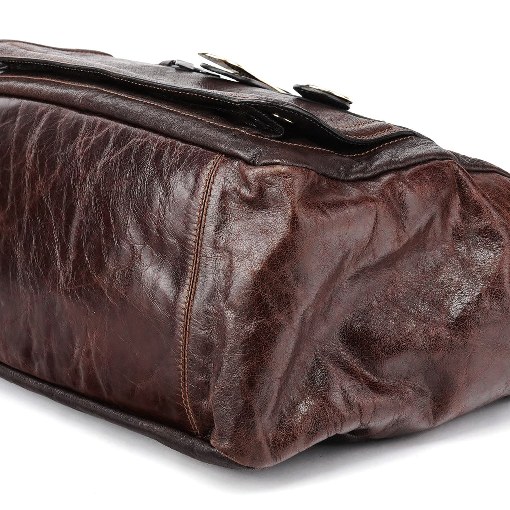 Brown Leather Bay Tote Bag