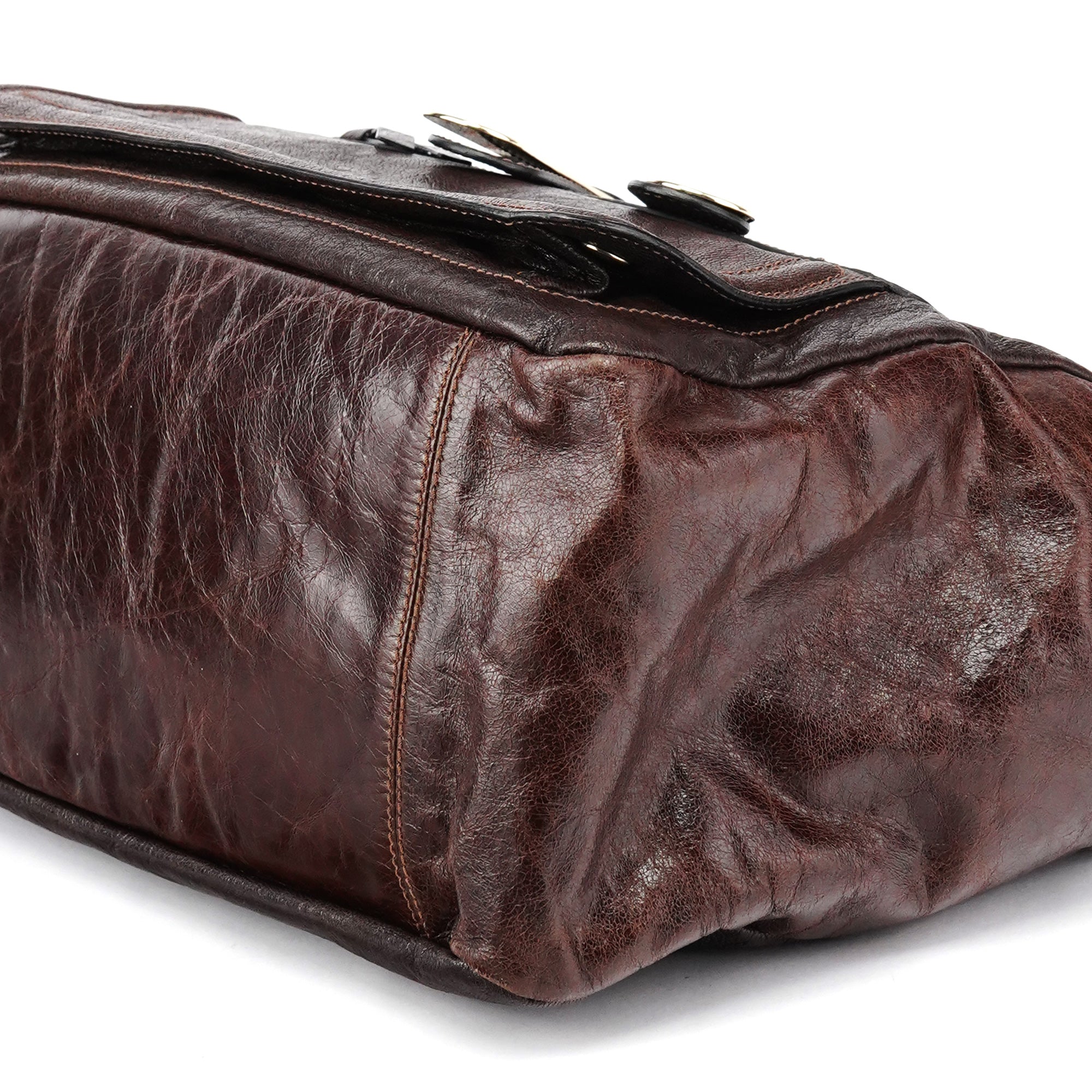 Brown Leather Bay Tote Bag